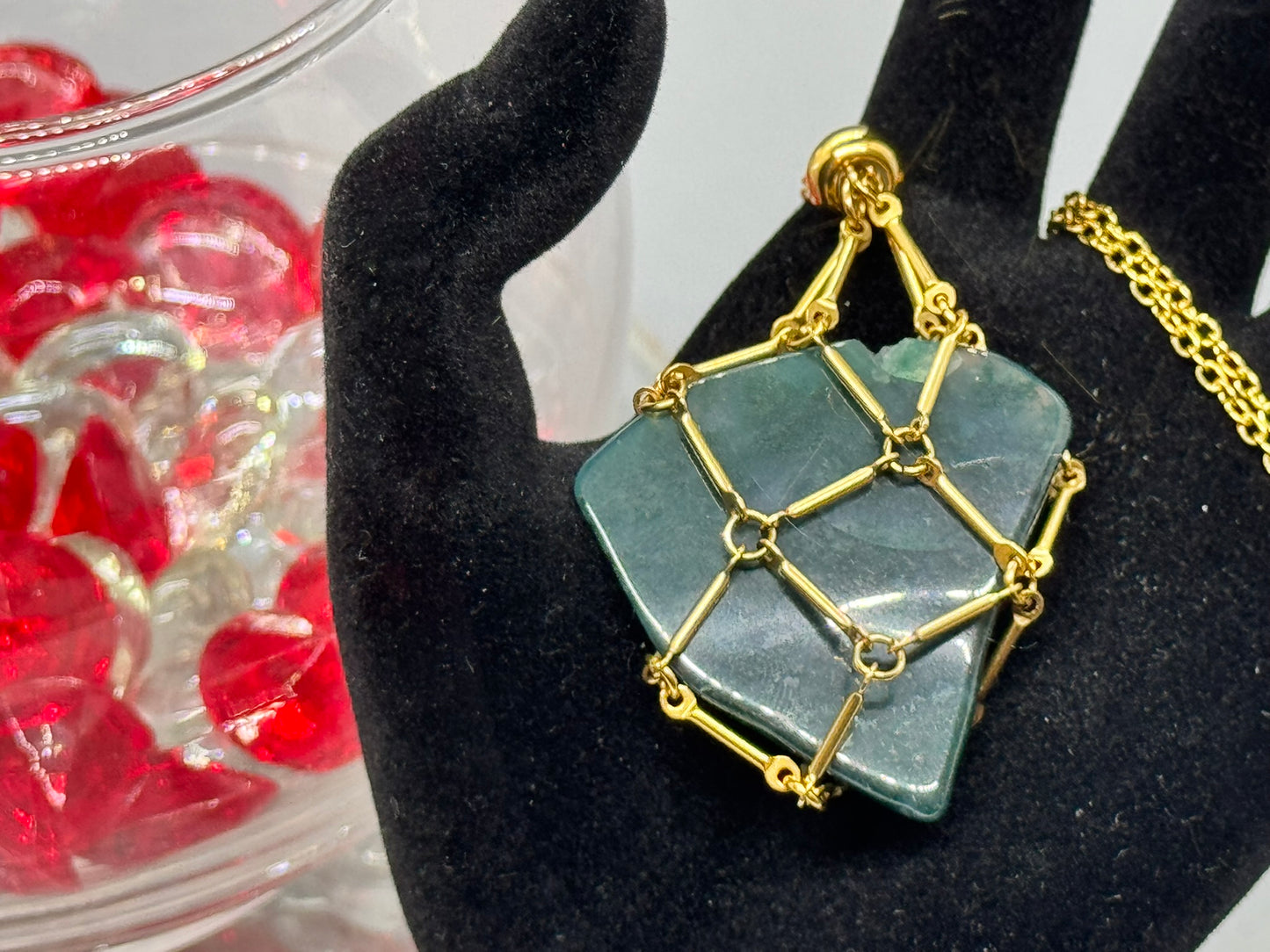 Authentic Moss Agate Necklace – 18" Gold Chain #401