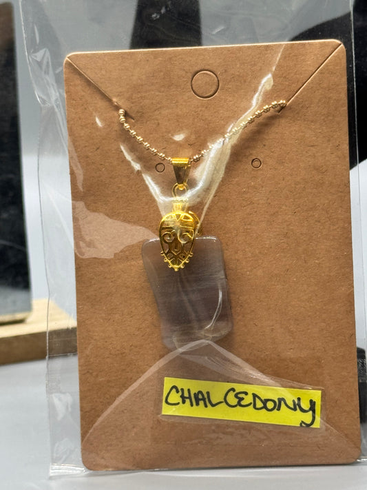 Chalcedony Necklace on 16" Gold Chain #464
