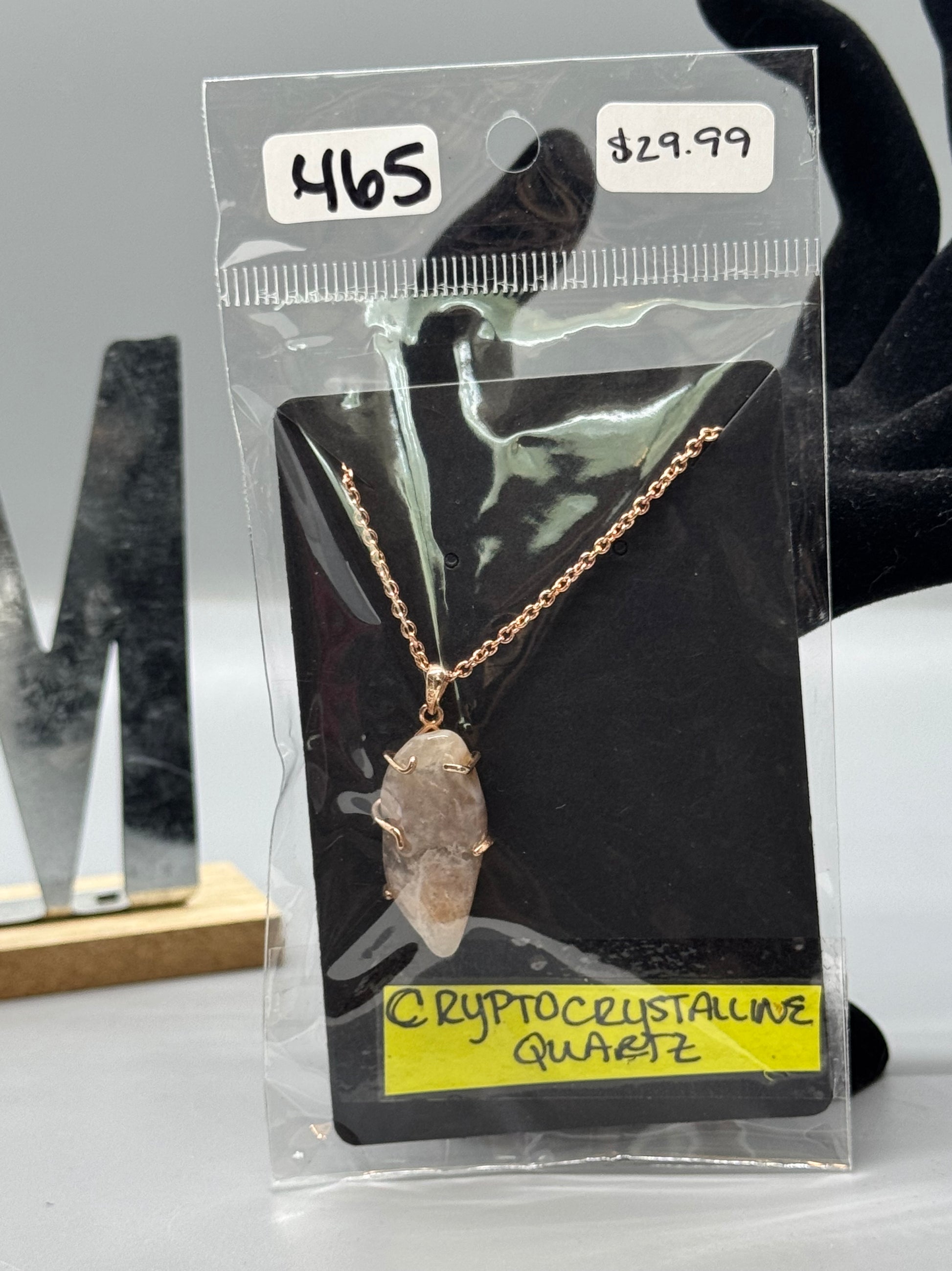 Handcrafted Cryptocrystalline Quartz Necklace – Rose Gold 17" Chain #465