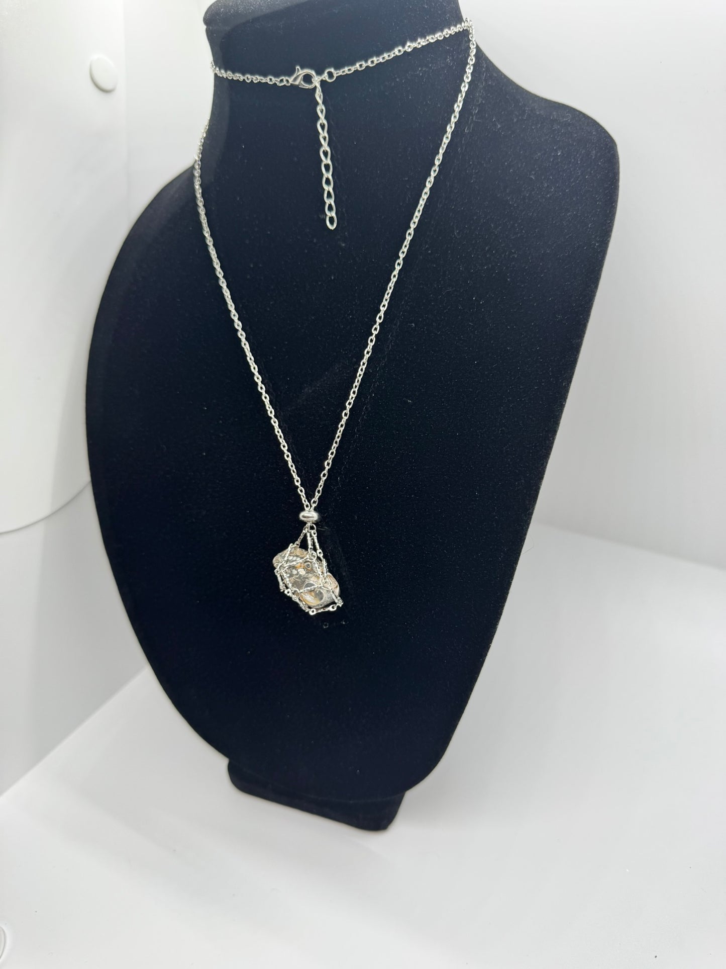 Authentic Turritella Agate Necklace – 30" Silver Chain # 408
