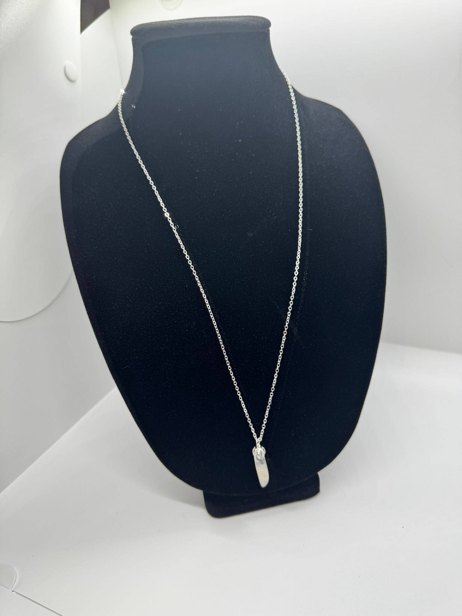 Authentic Clear Quartz Necklace – 26" Silver Chain # 409