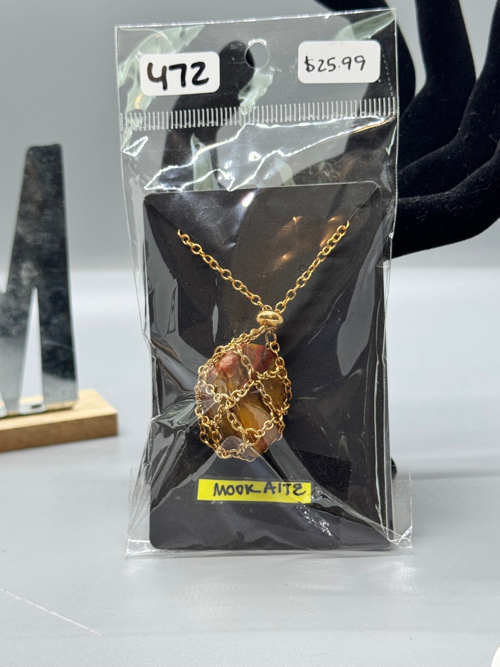 Mookaite Necklace on Gold 32" Chain #472