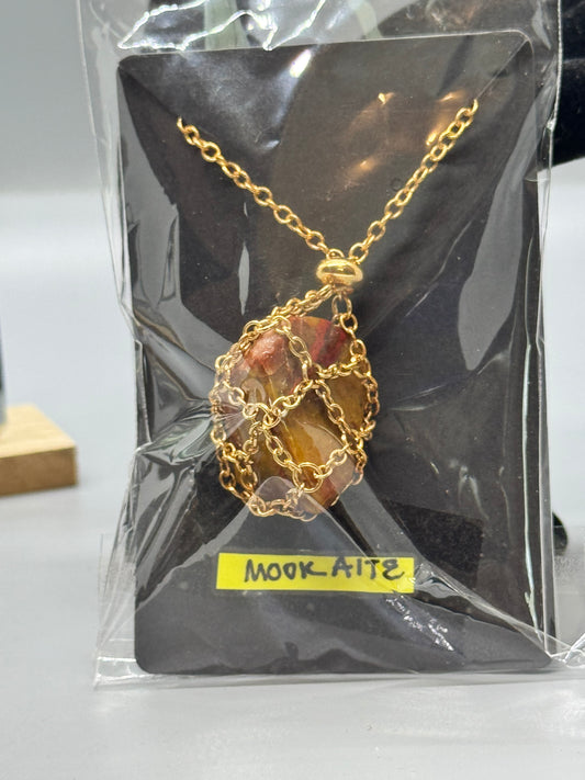 Mookaite Necklace on Gold 32" Chain #472