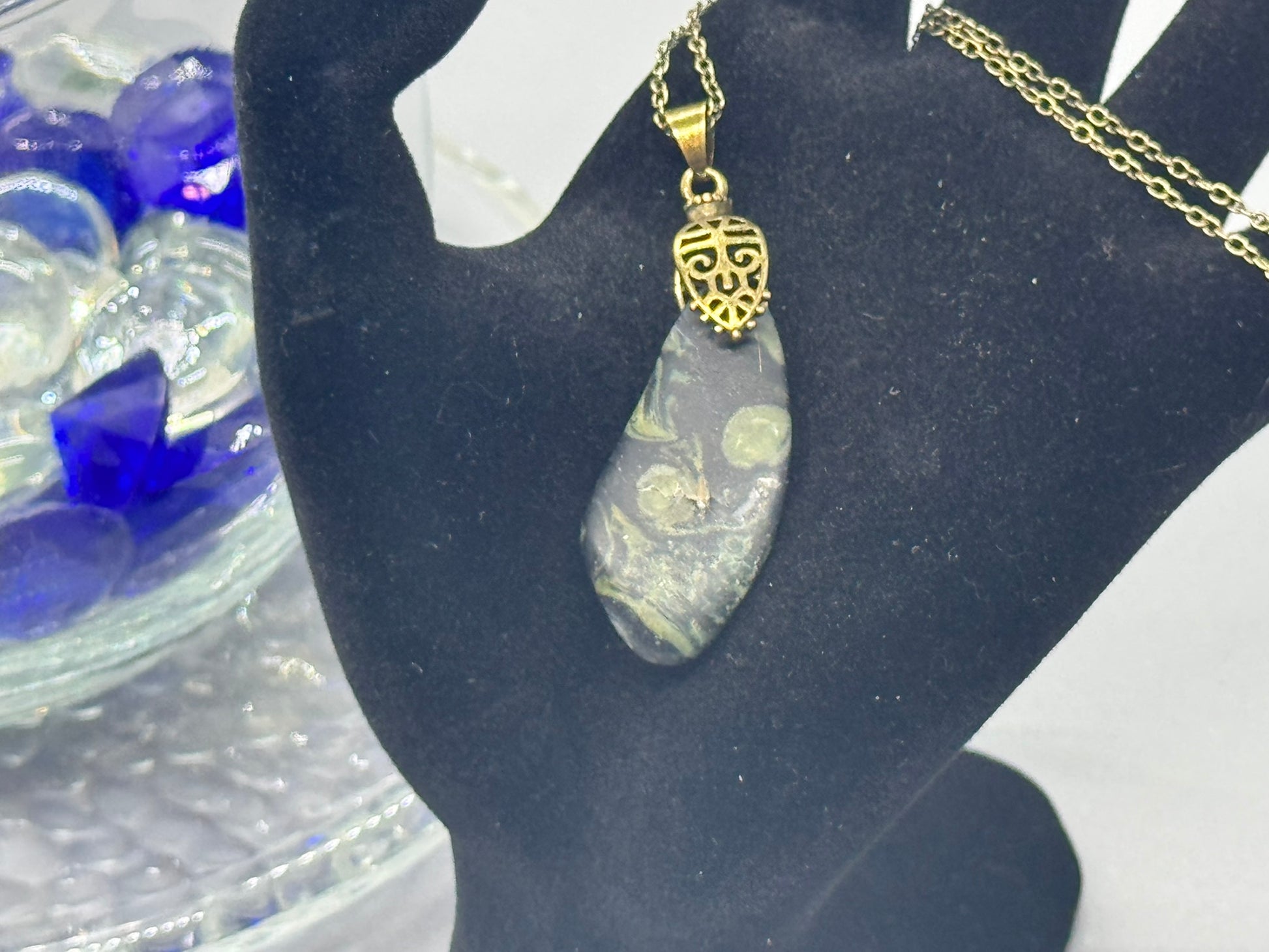 Authentic Kamamba Jasper Necklace – 18" Copper Chain # 410