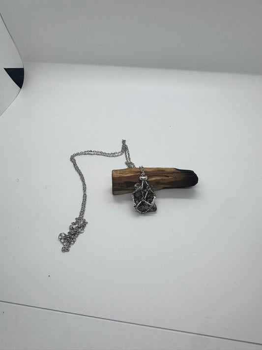 Authentic Turritella Agate Necklace – 32" Silver Chain # 411