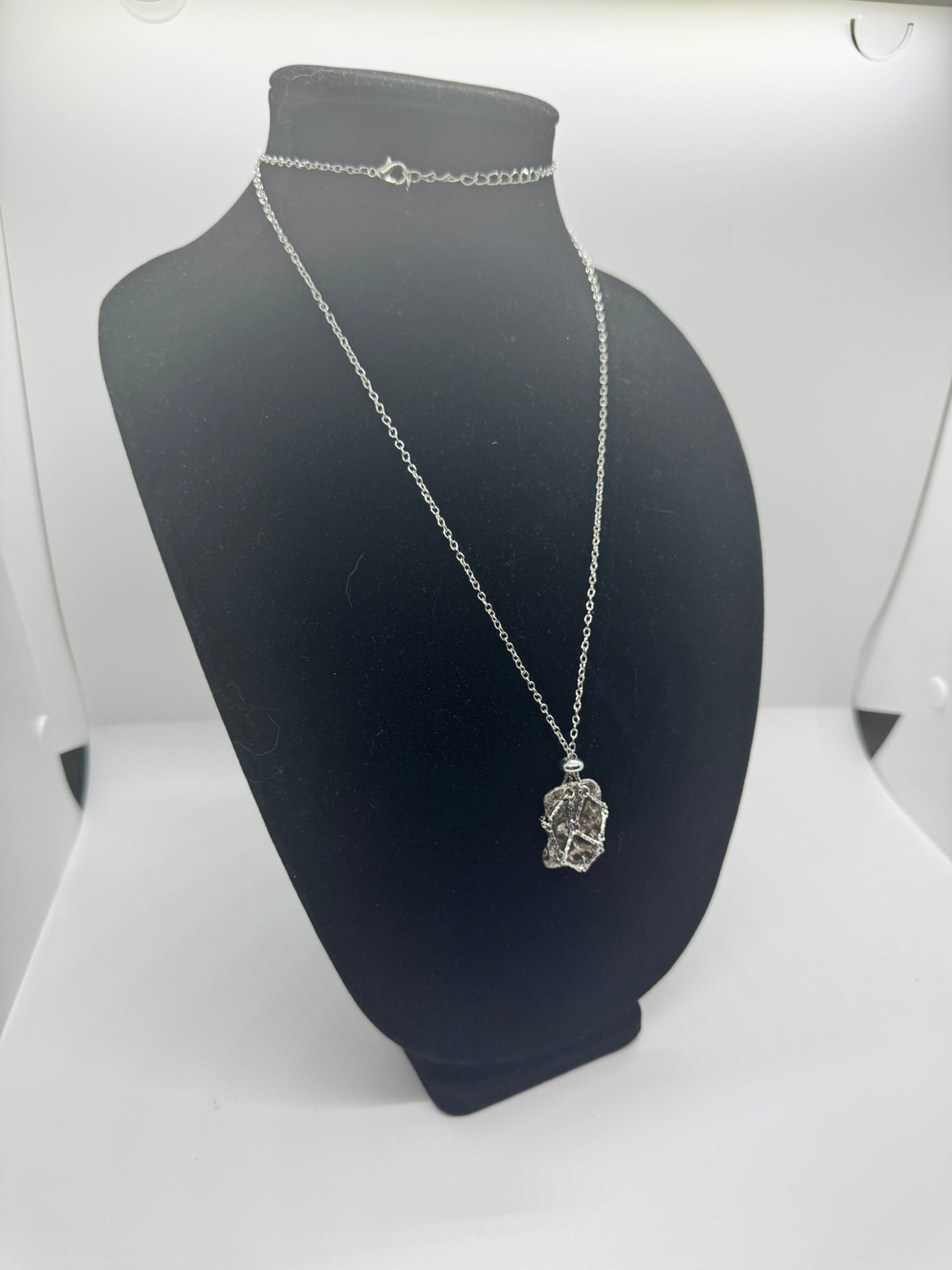 Authentic Turritella Agate Necklace – 32" Silver Chain # 411