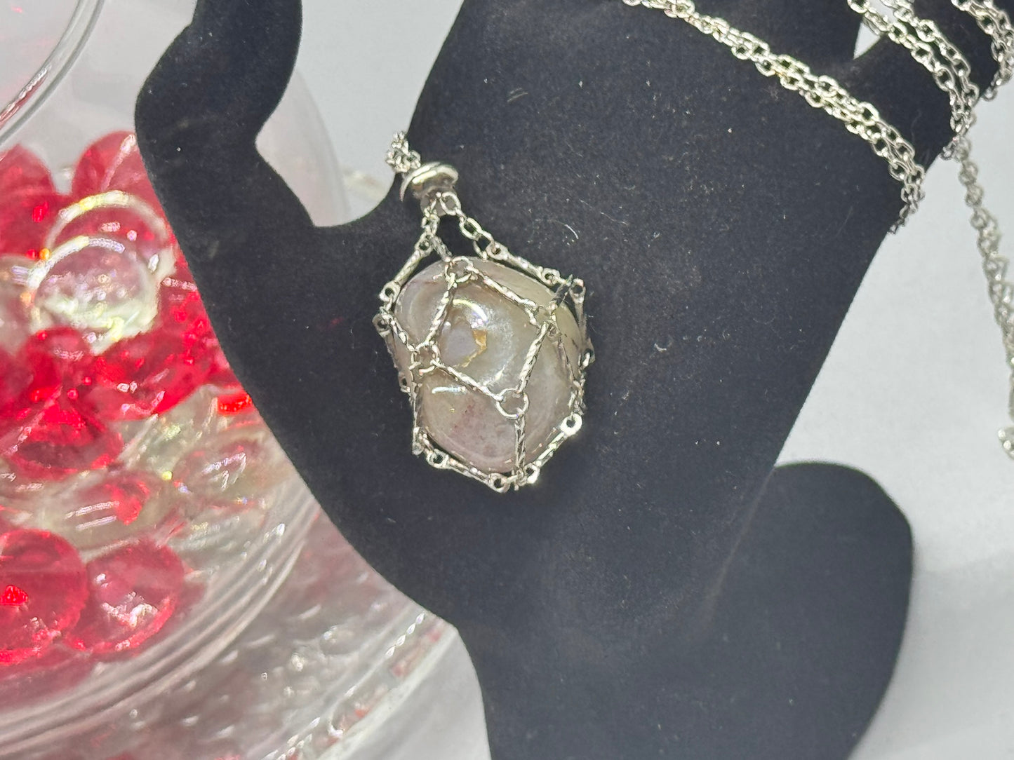 Authentic Botswana Agate Necklace – 30" Silver Chain # 414