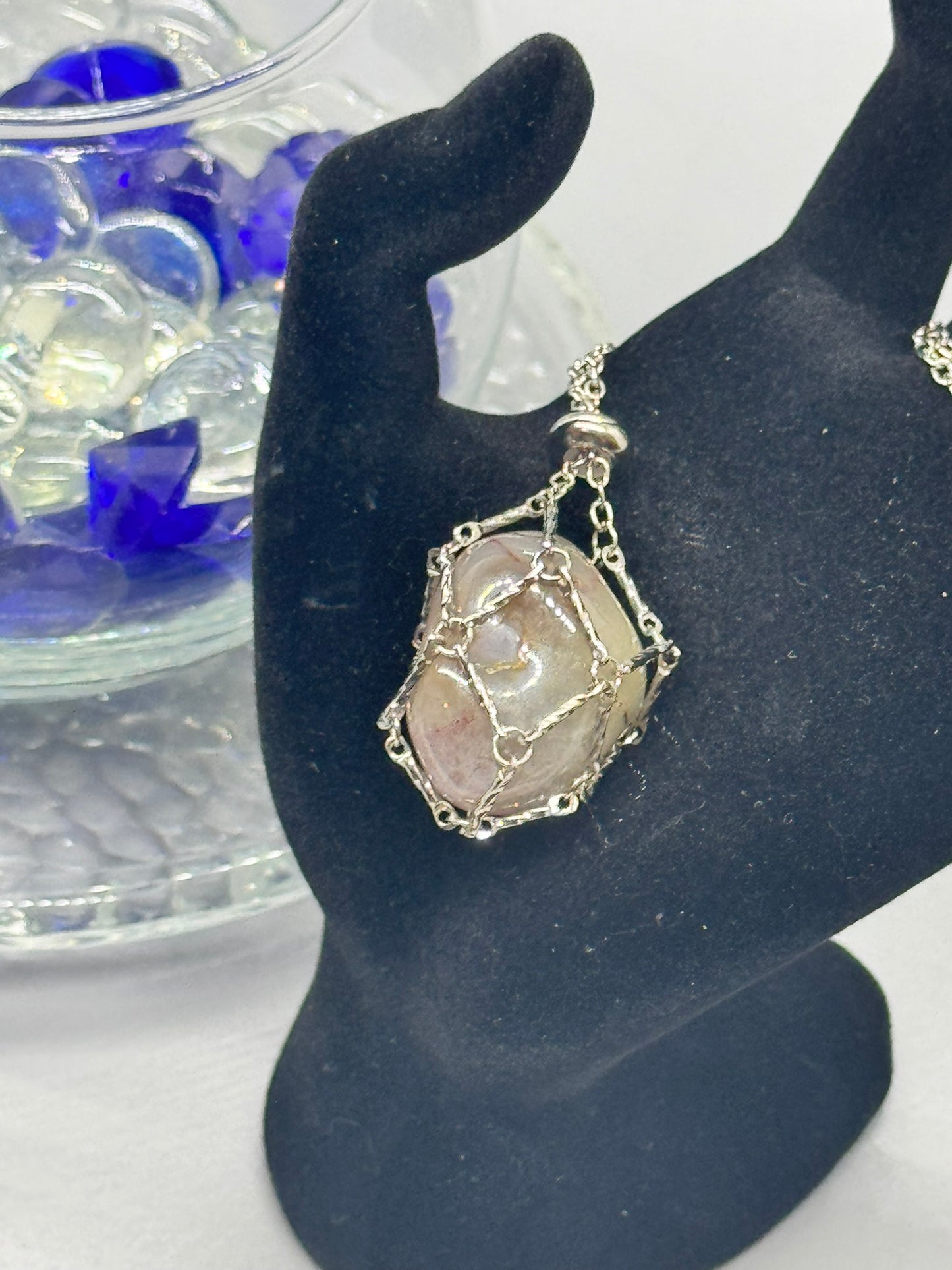 Authentic Botswana Agate Necklace – 30" Silver Chain # 414