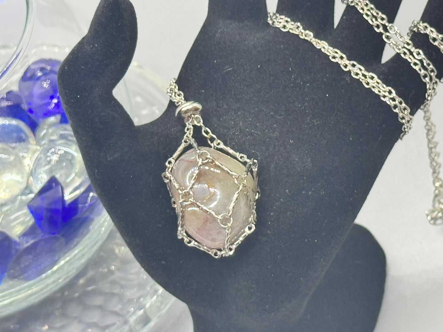Authentic Botswana Agate Necklace – 30" Silver Chain # 414