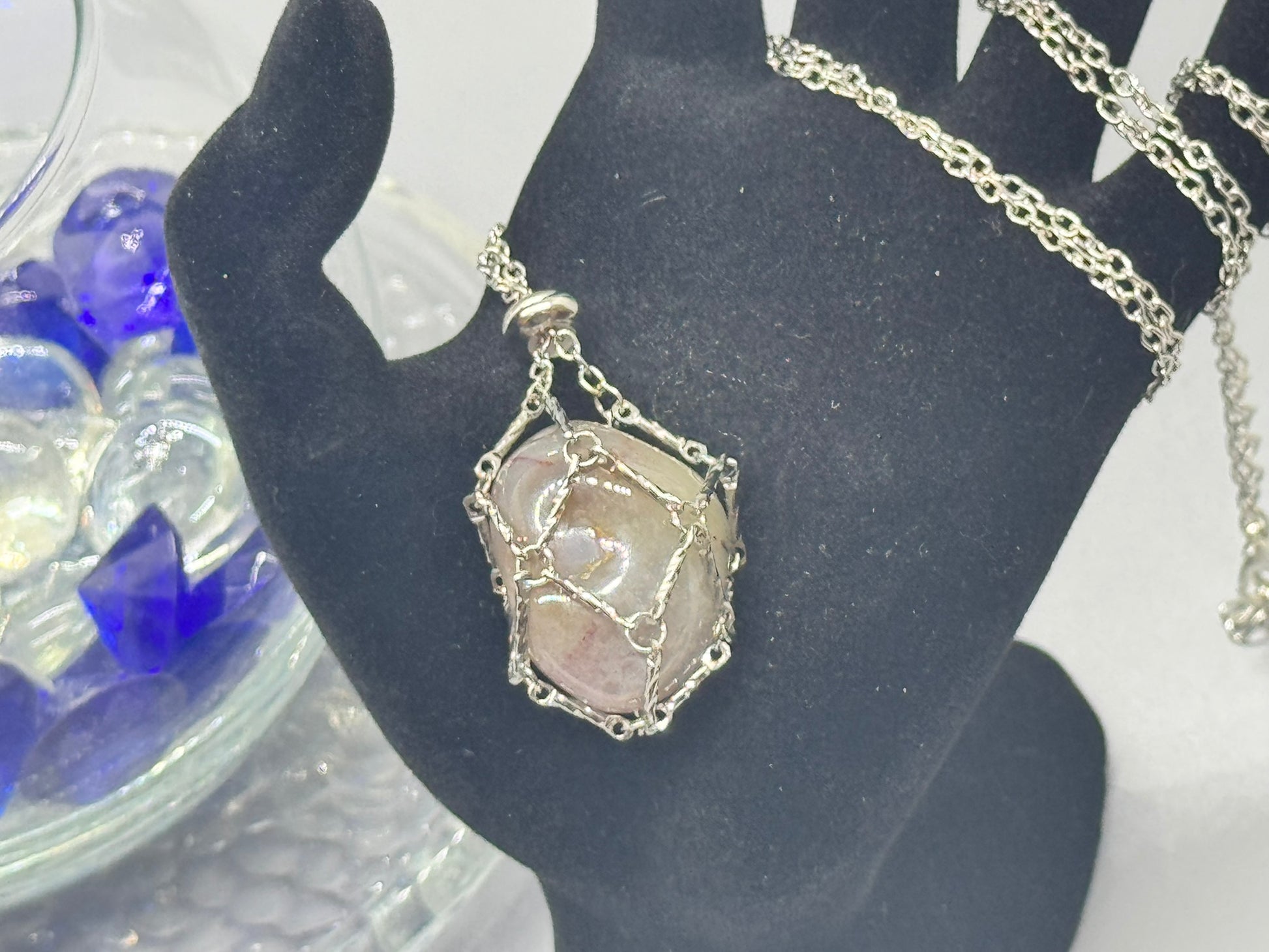 Authentic Botswana Agate Necklace – 30" Silver Chain # 414