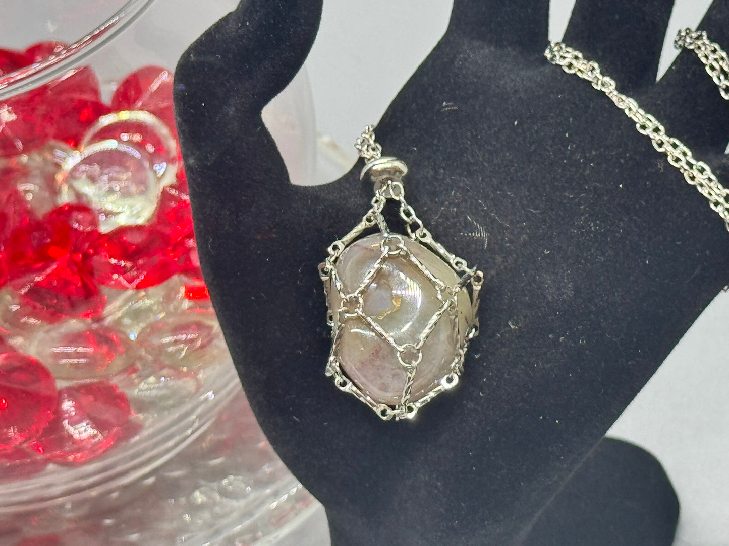 Authentic Botswana Agate Necklace – 30" Silver Chain # 414