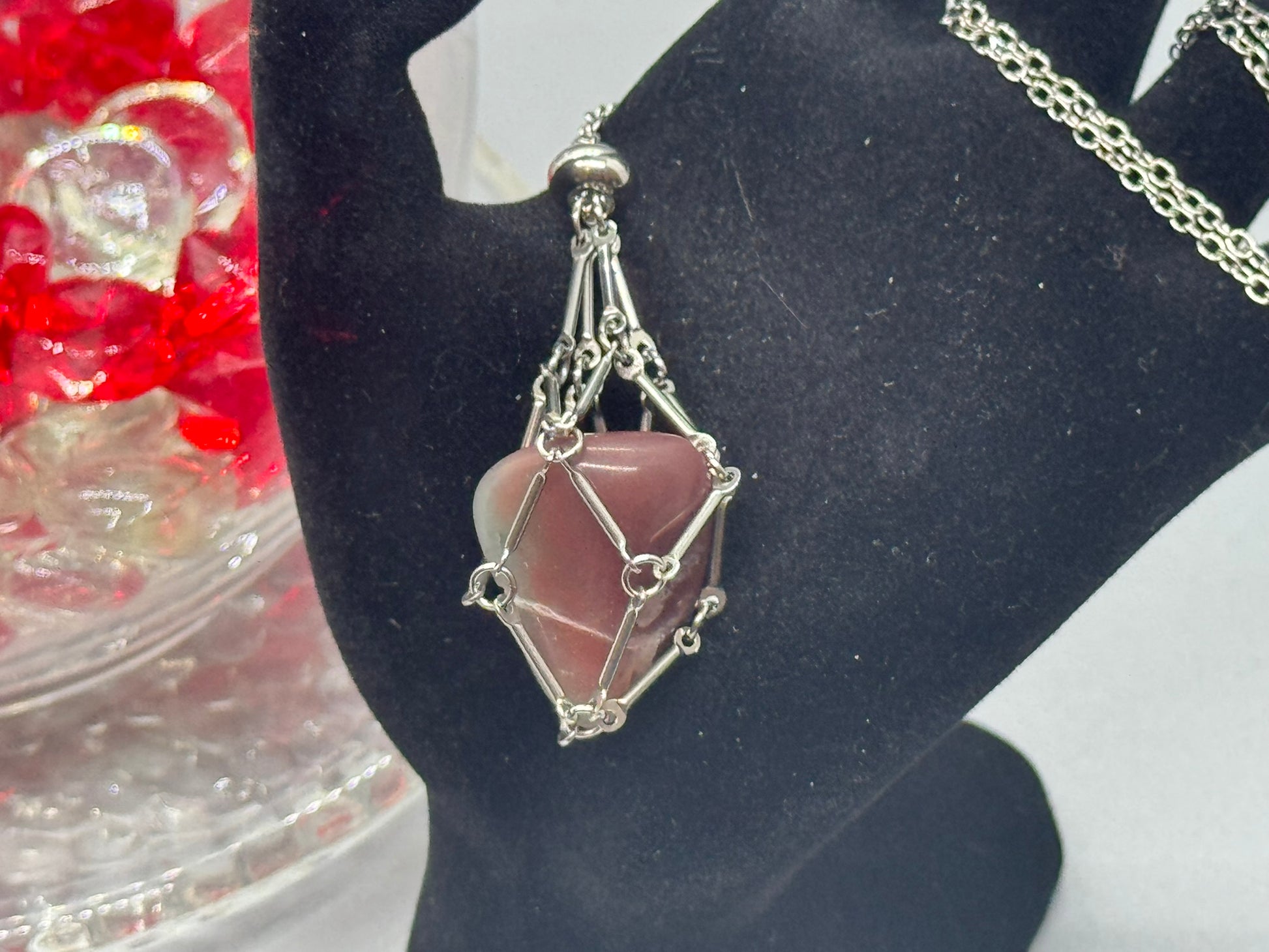 Authentic Botswana Agate Necklace – 24" Silver Chain # 417