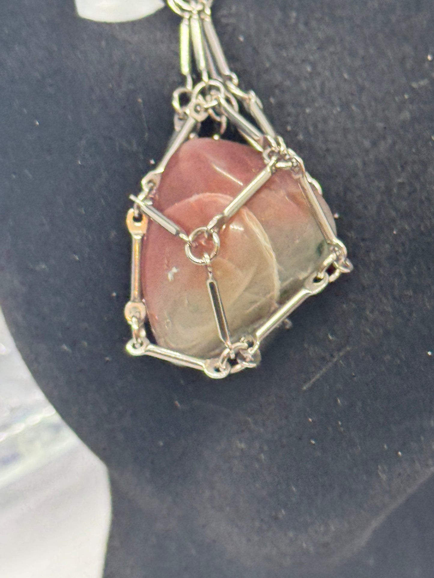 Authentic Botswana Agate Necklace – 24" Silver Chain # 417