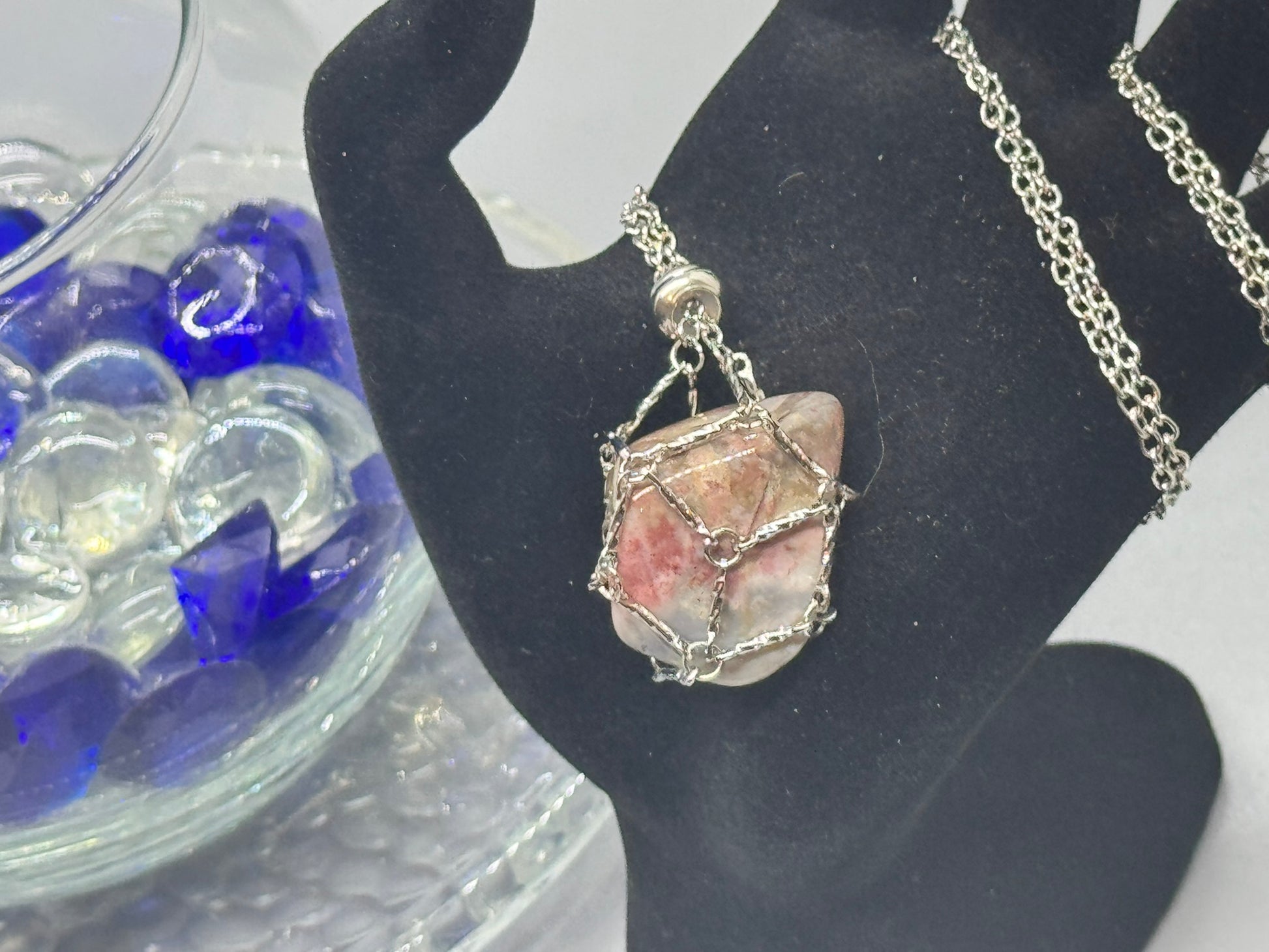 Authentic Botswana Agate Necklace – 24" Silver Chain # 417