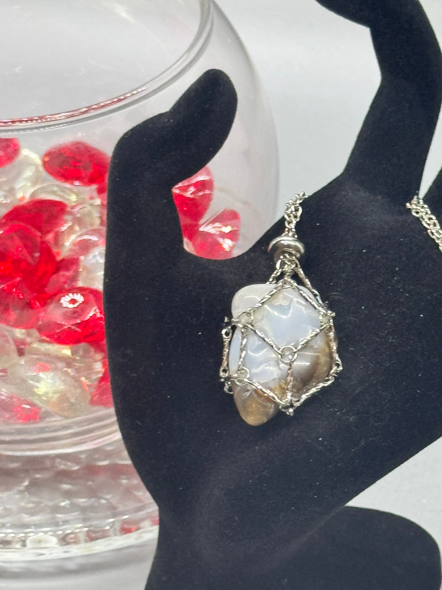 Authentic Botswana Agate Necklace – 24" Silver Chain # 417