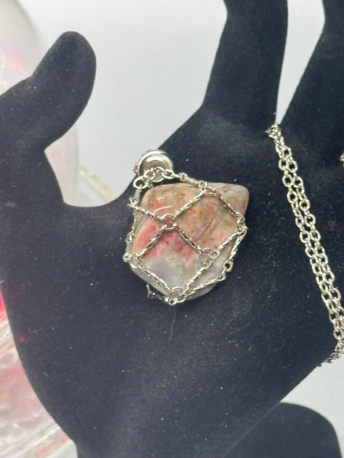Authentic Botswana Agate Necklace – 24" Silver Chain # 417
