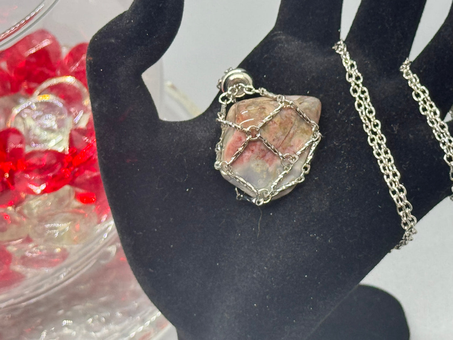 Authentic Botswana Agate Necklace – 24" Silver Chain # 417