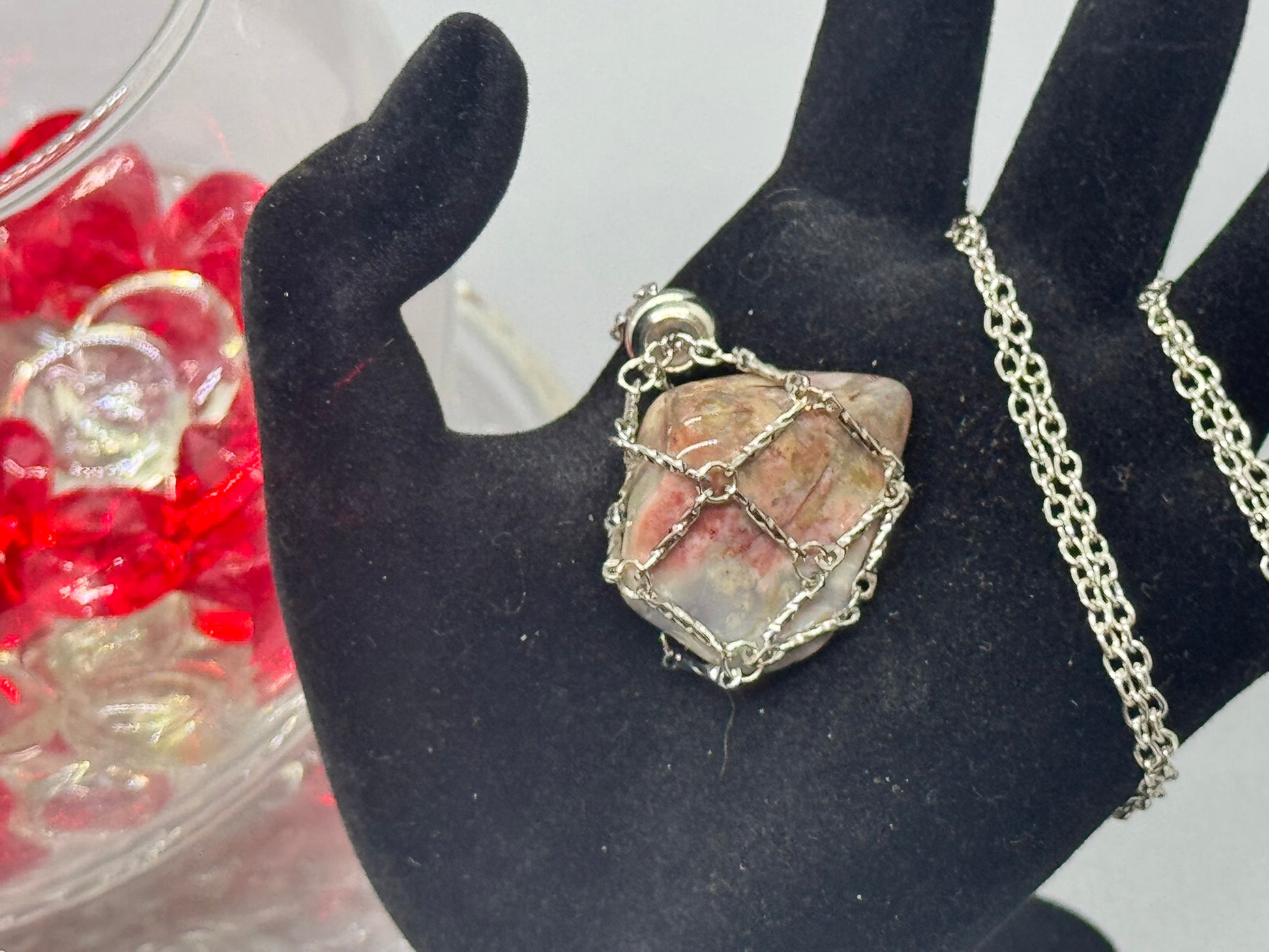Authentic Botswana Agate Necklace – 24" Silver Chain # 417