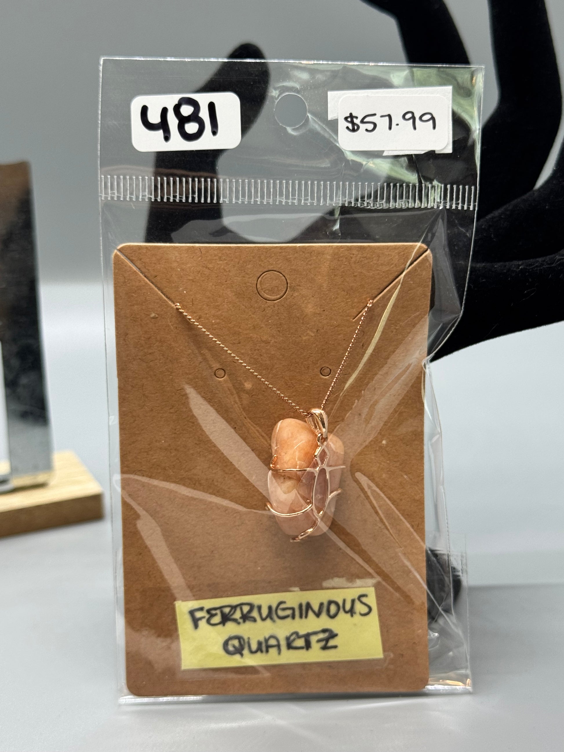 Ferruginous Quartz on 925 Silver Rose Gold Chain # 481