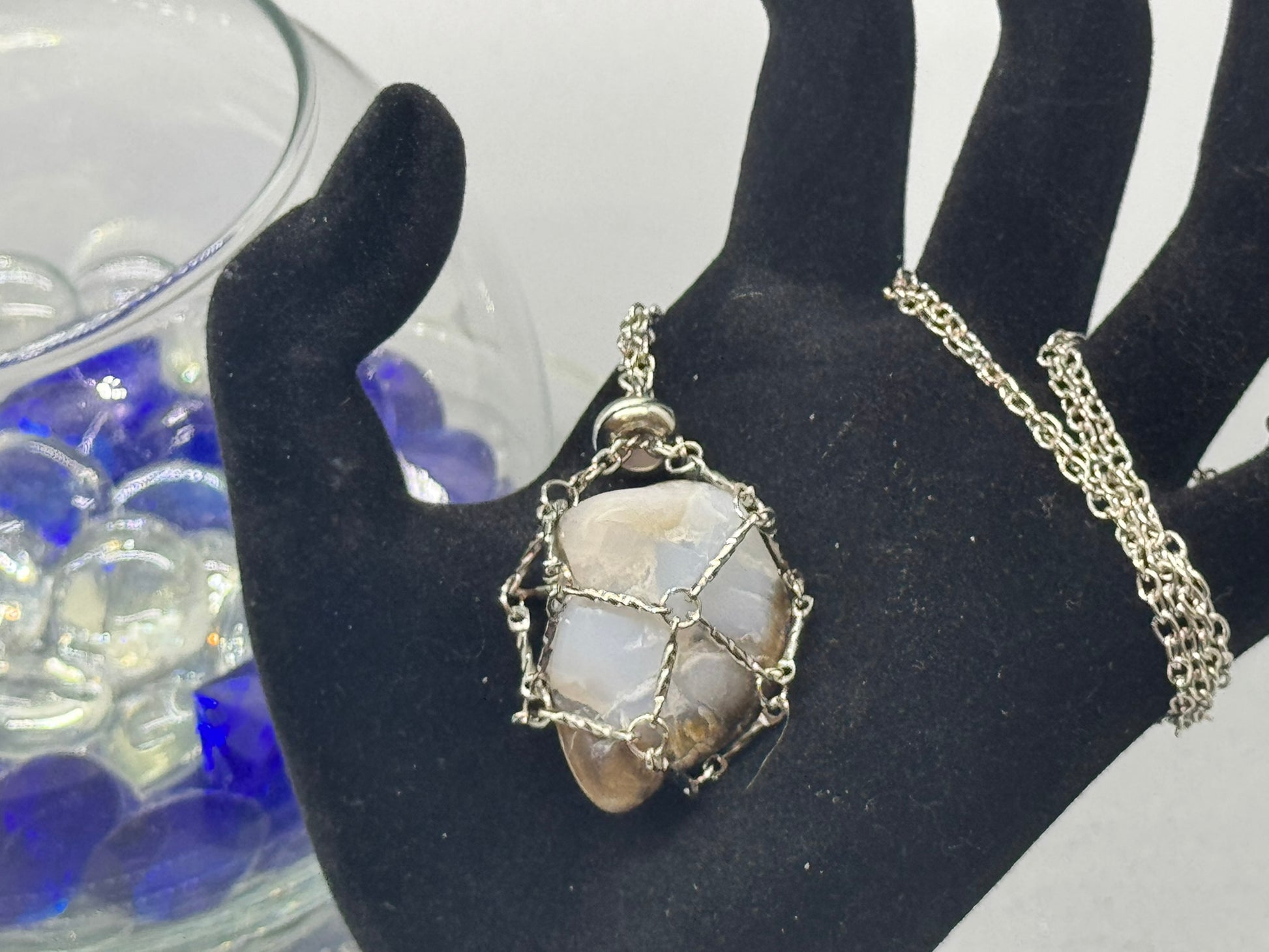 Authentic Sagenite Agate Necklace – 32" Silver Chain 3 419