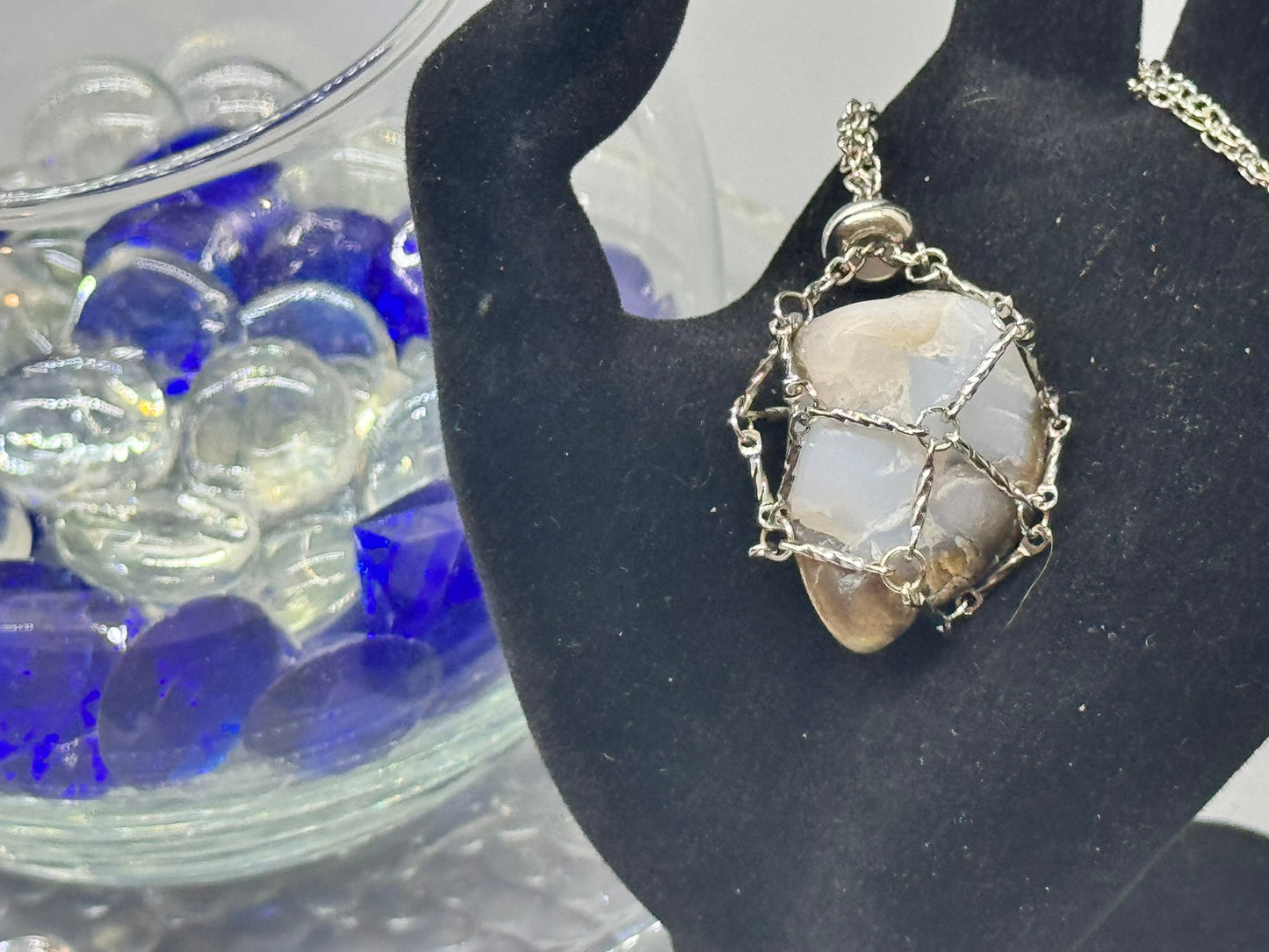 Authentic Sagenite Agate Necklace – 32" Silver Chain 3 419