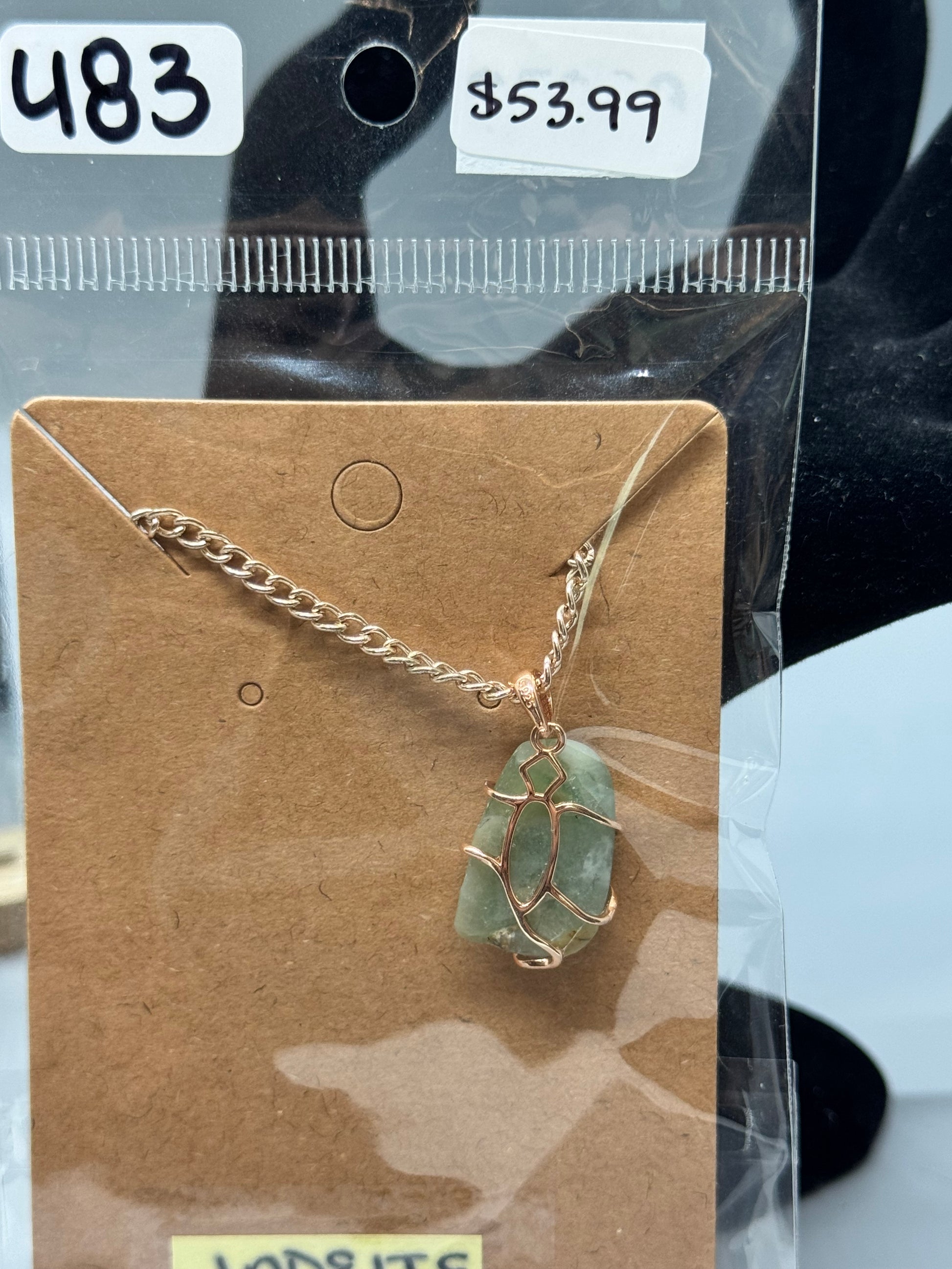 Jadeite Necklace on 24" Gold-Plated Chain # 483