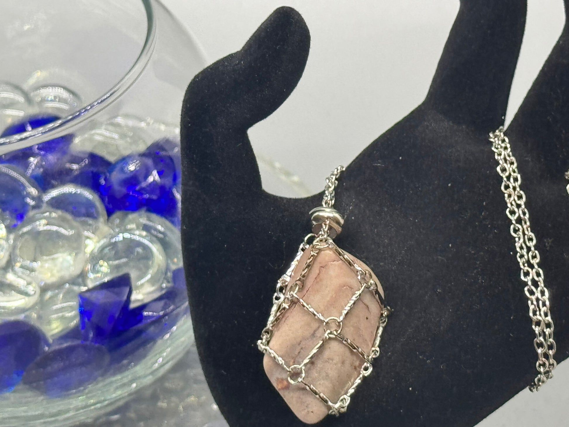 Authentic Pink Andean Opal Necklace – Handcrafted Jewelry #420