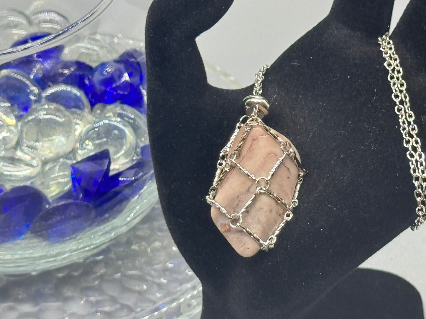 Authentic Pink Andean Opal Necklace – Handcrafted Jewelry #420