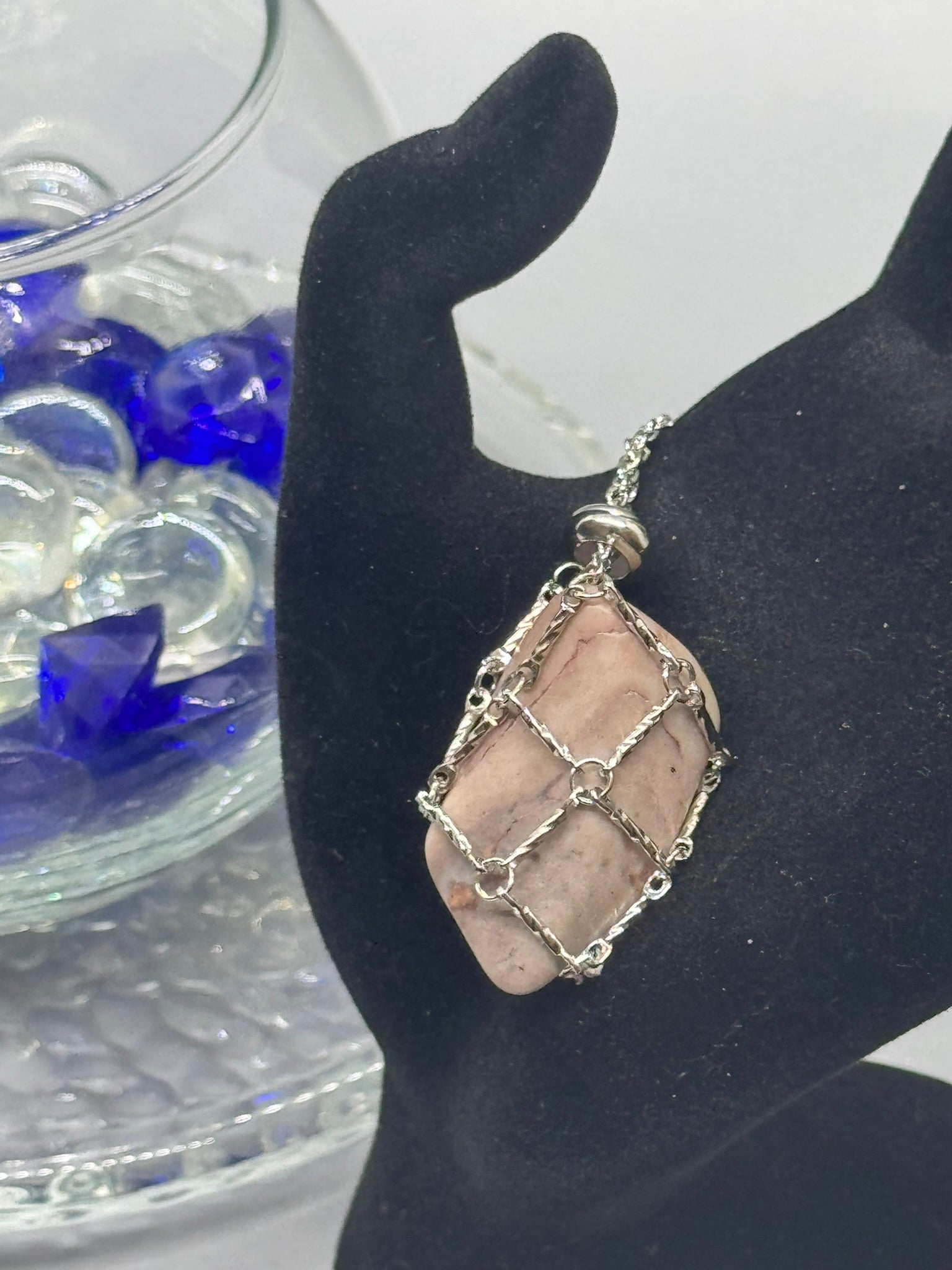 Authentic Pink Andean Opal Necklace – Handcrafted Jewelry #420