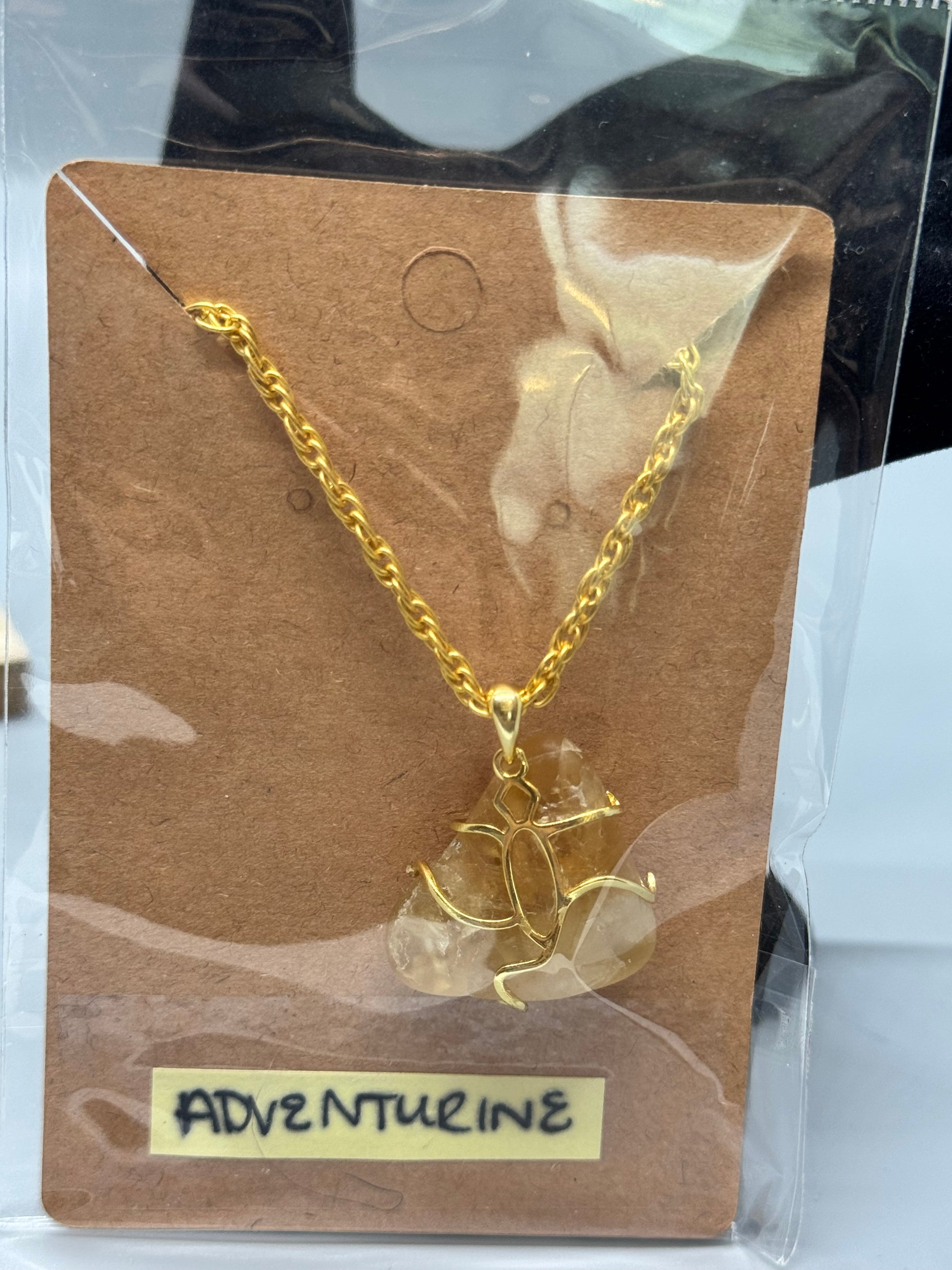 Aventurine Necklace on 18" 10K Gold 925 Chain # 484