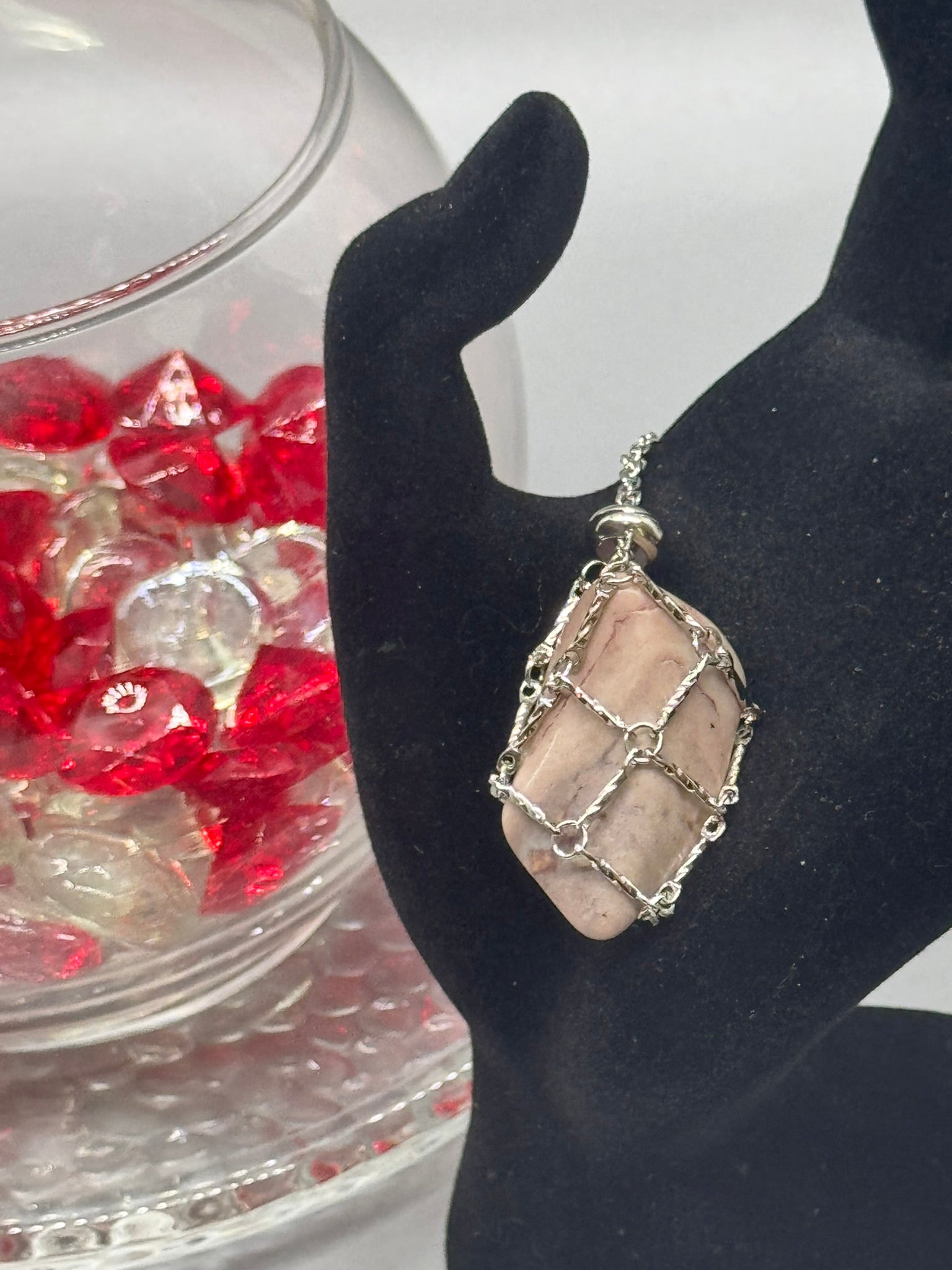 Authentic Pink Andean Opal Necklace – Handcrafted Jewelry #420