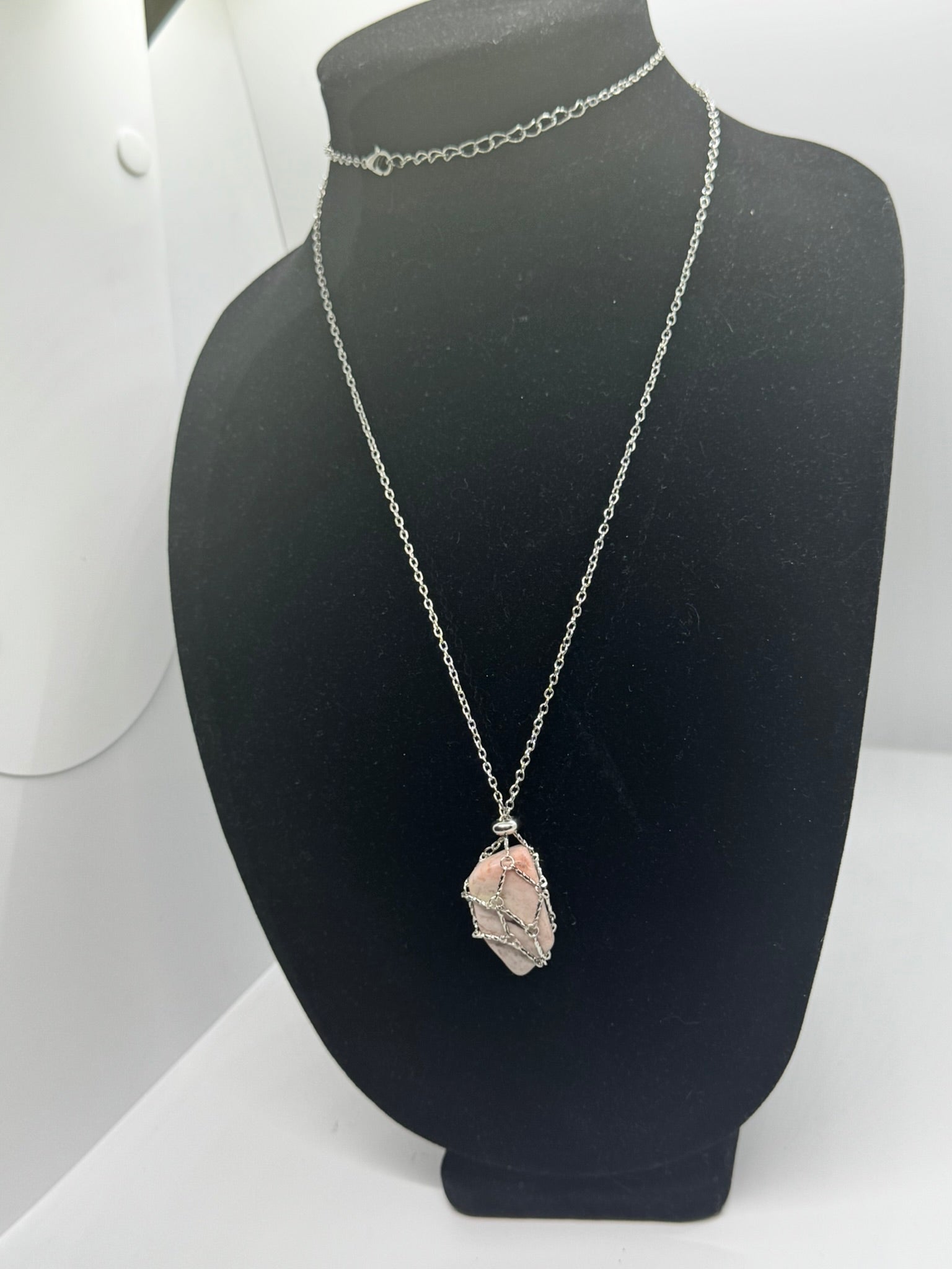 Authentic Pink Andean Opal Necklace – Handcrafted Jewelry #420