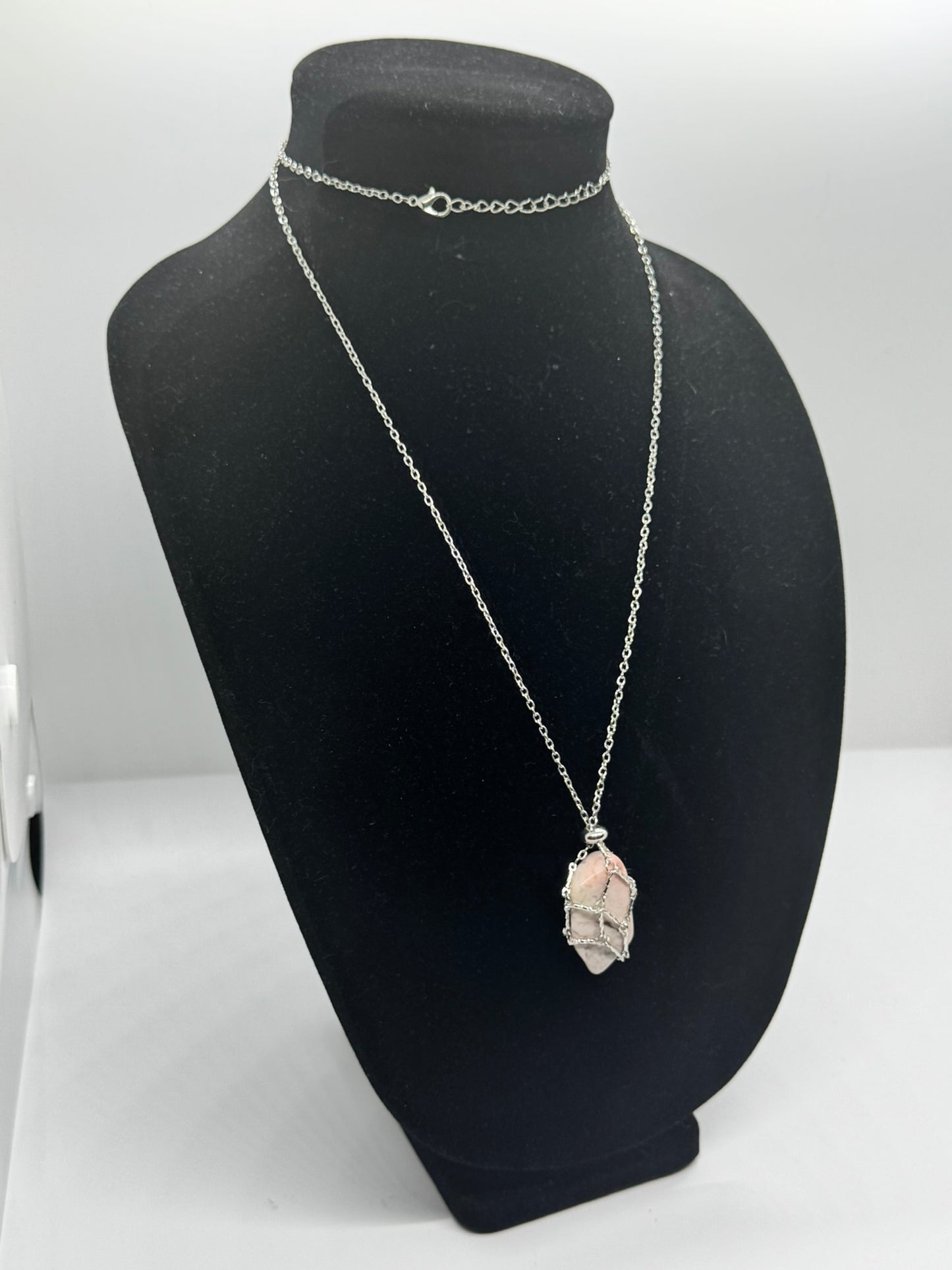 Authentic Pink Andean Opal Necklace – Handcrafted Jewelry #420