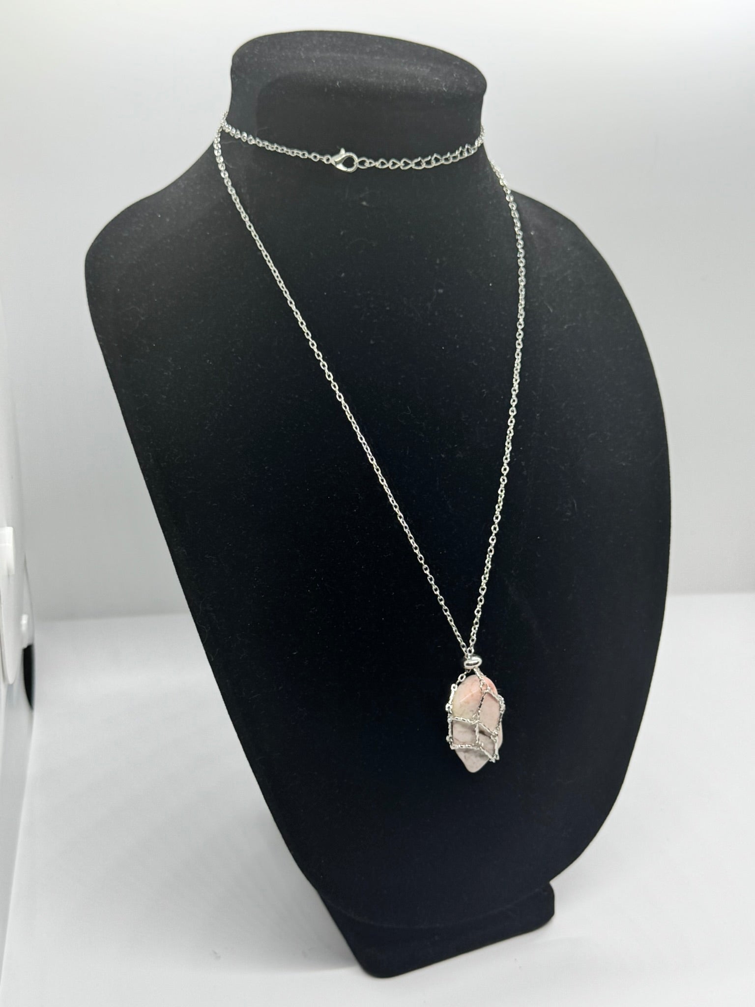 Authentic Pink Andean Opal Necklace – Handcrafted Jewelry #420