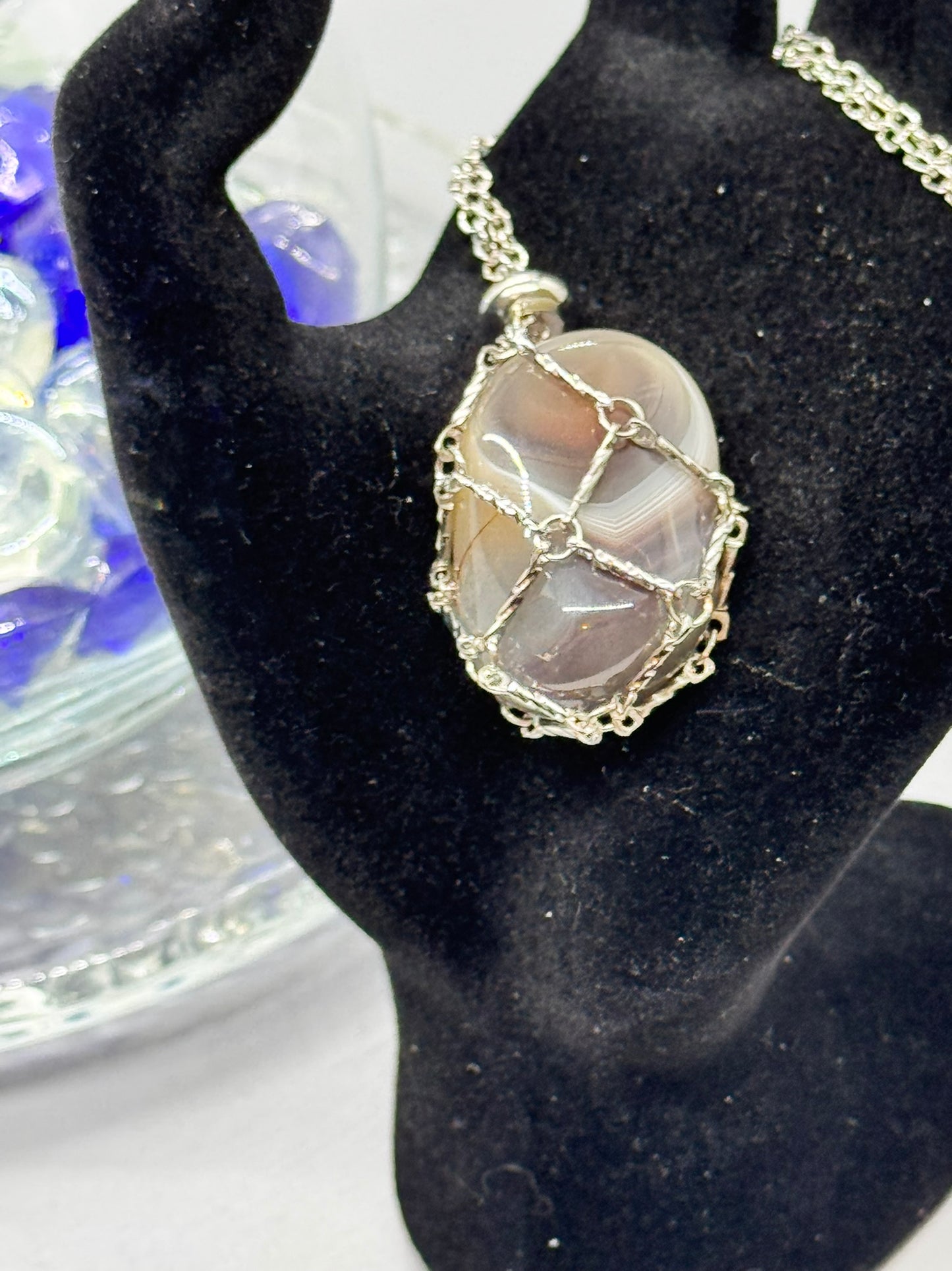 Authentic Botswana Agate Pendant – Handcrafted Jewelry # 421
