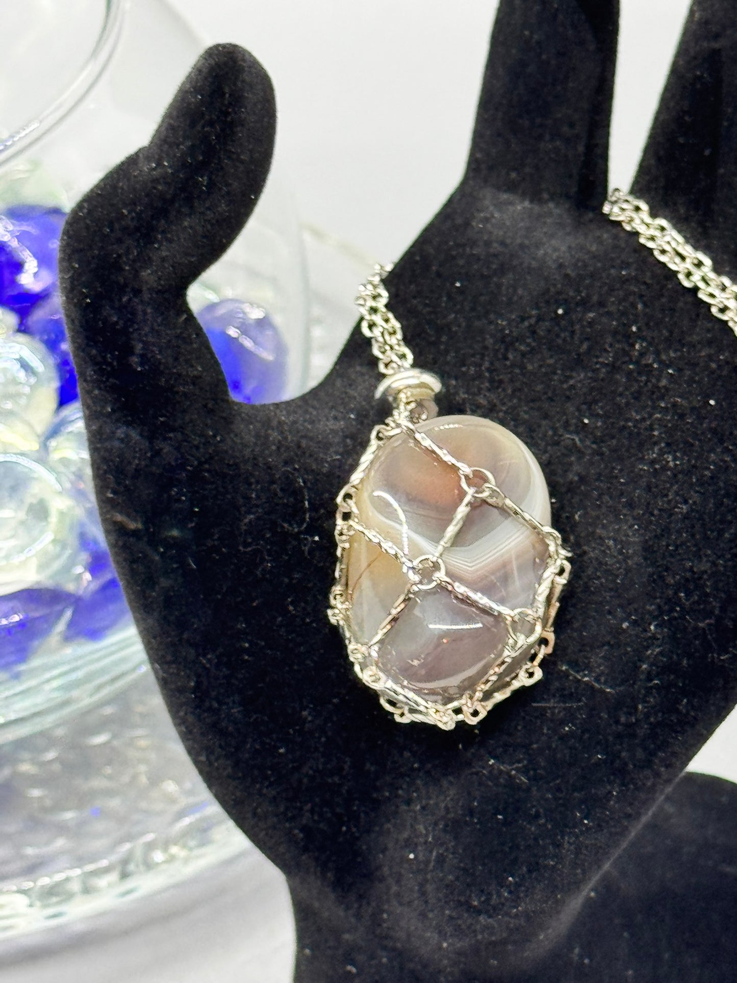 Authentic Botswana Agate Pendant – Handcrafted Jewelry # 421