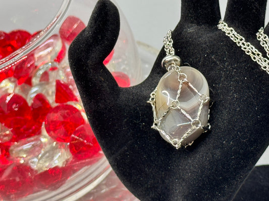 Authentic Botswana Agate Pendant – Handcrafted Jewelry # 421