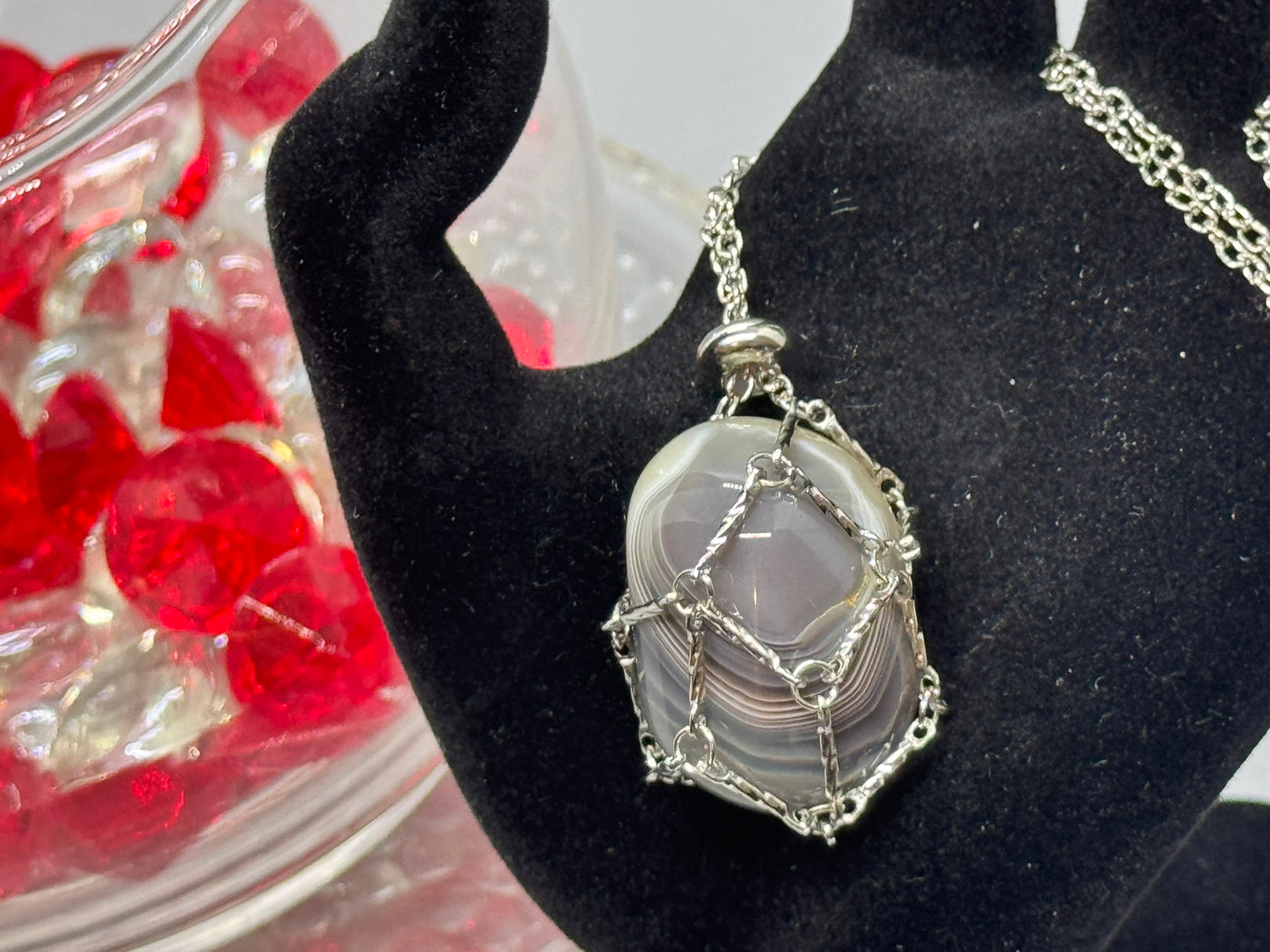 Authentic Botswana Agate Pendant – Handcrafted Jewelry # 421