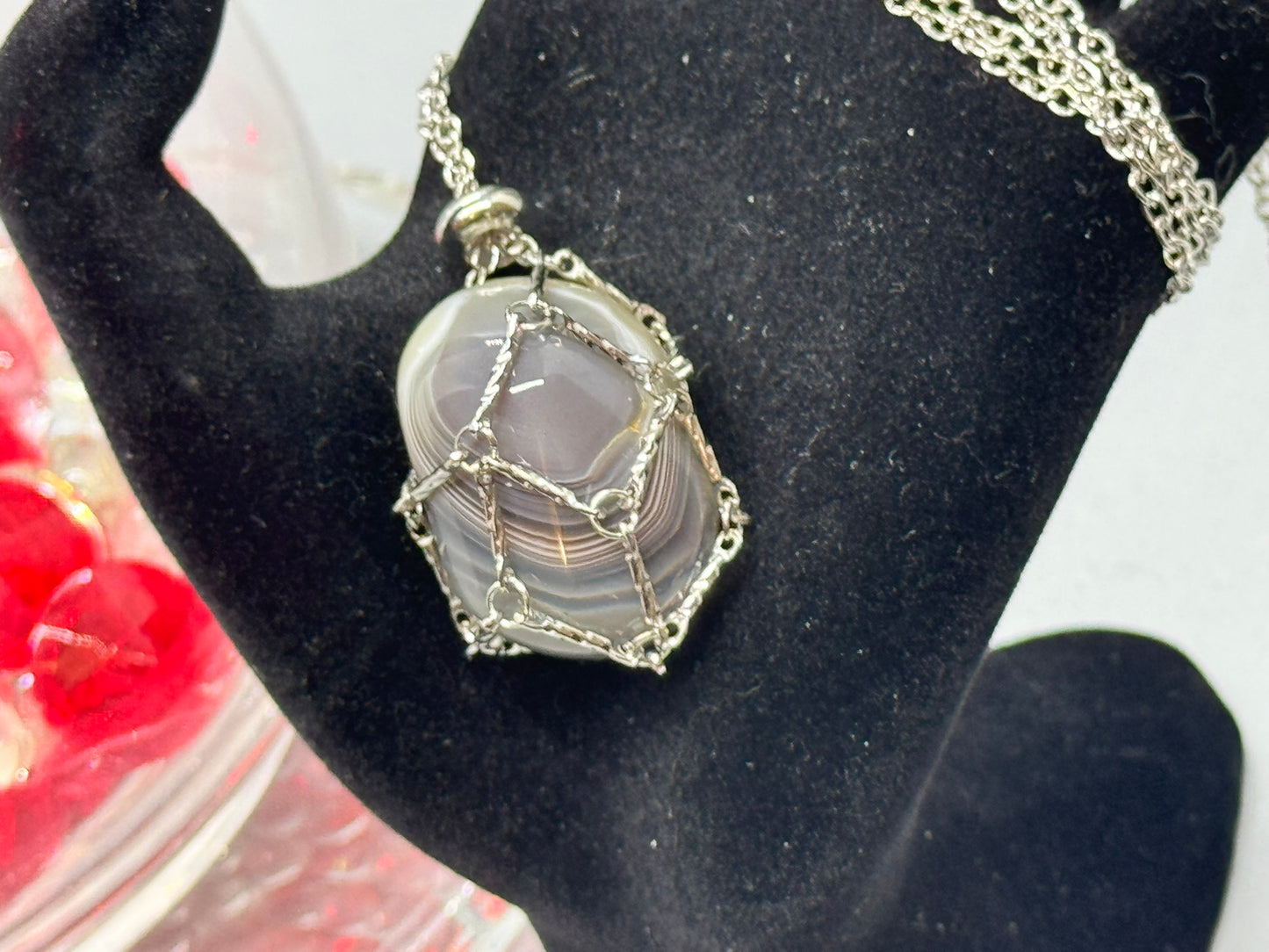 Authentic Botswana Agate Pendant – Handcrafted Jewelry # 421