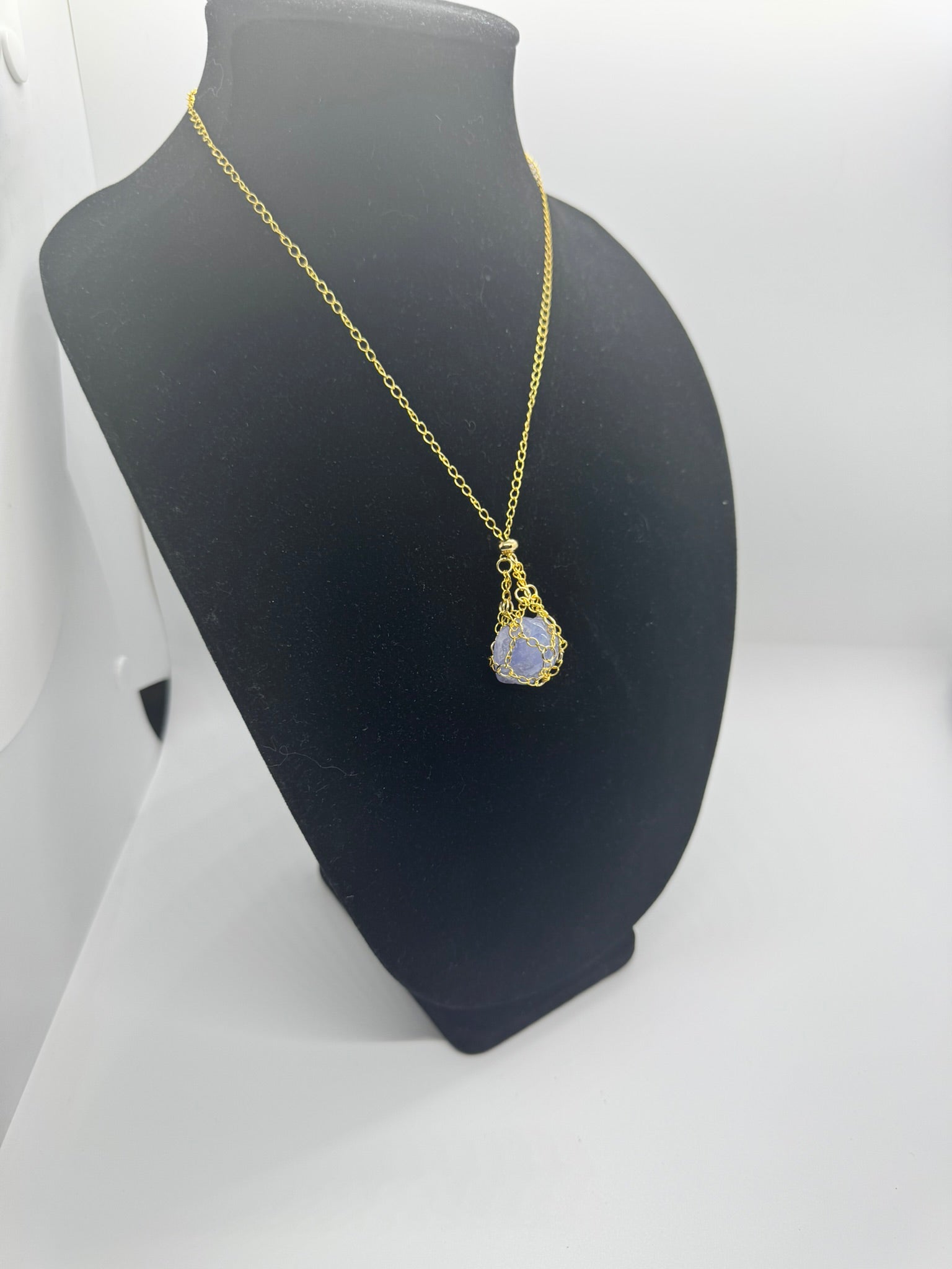 Authentic Blue Chalcedony Necklace – Handcrafted Jewelry # 423