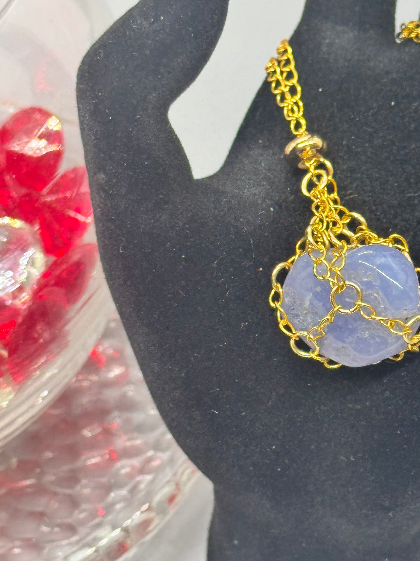 Authentic Blue Chalcedony Necklace – Handcrafted Jewelry # 423