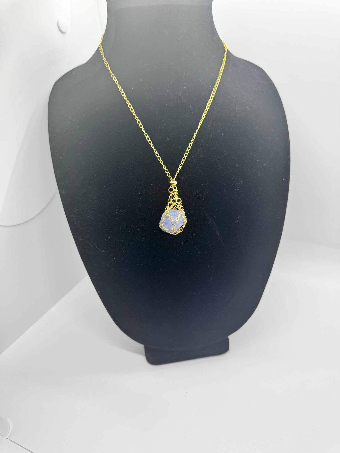 Authentic Blue Chalcedony Necklace – Handcrafted Jewelry # 423