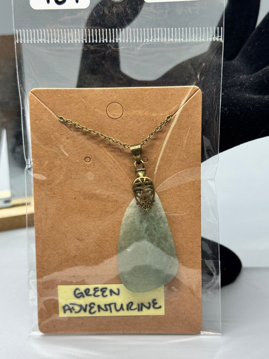 Green Aventurine Necklace on Antique Copper Chain # 487