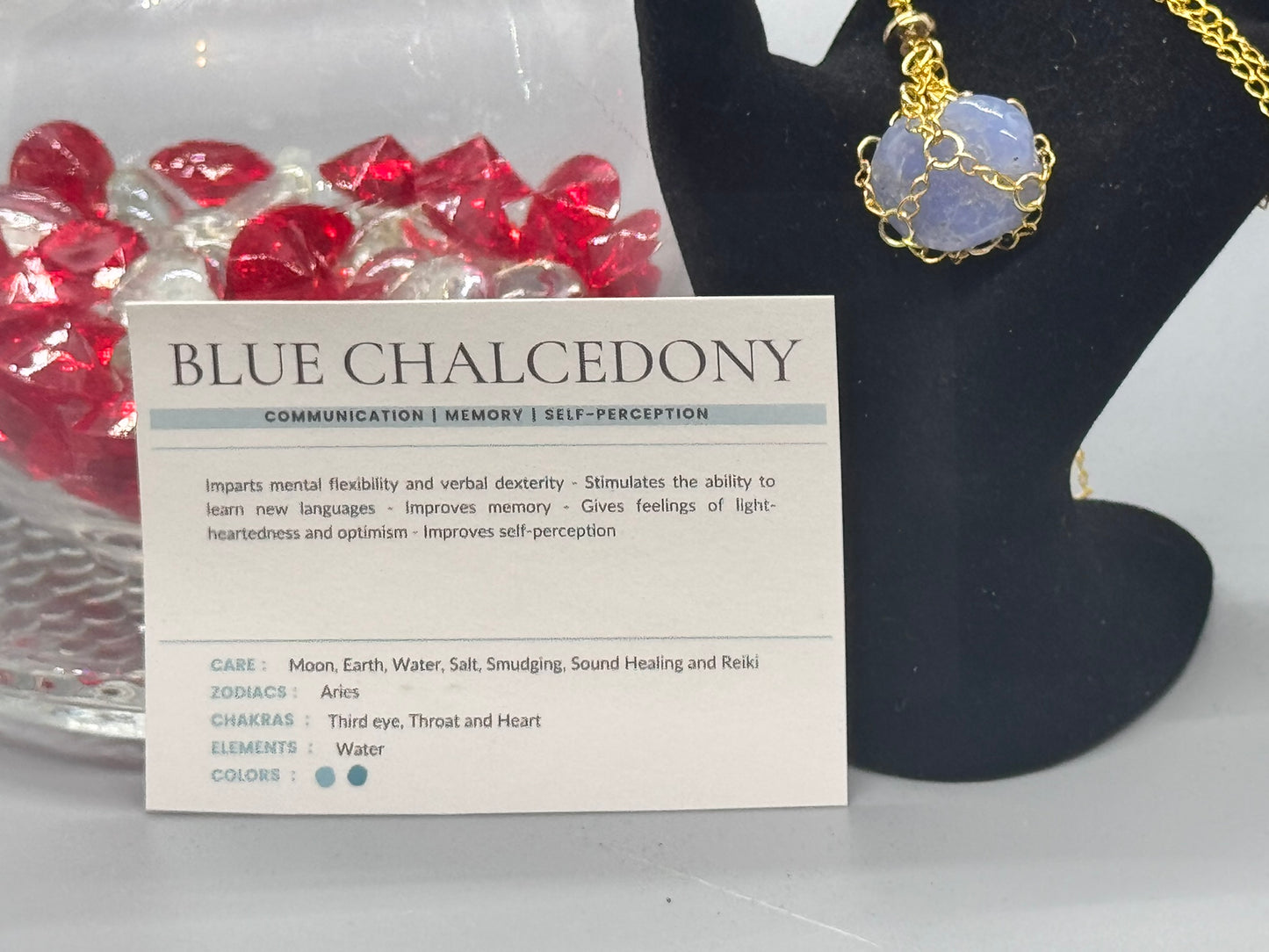 Authentic Blue Chalcedony Necklace – Handcrafted Jewelry # 423