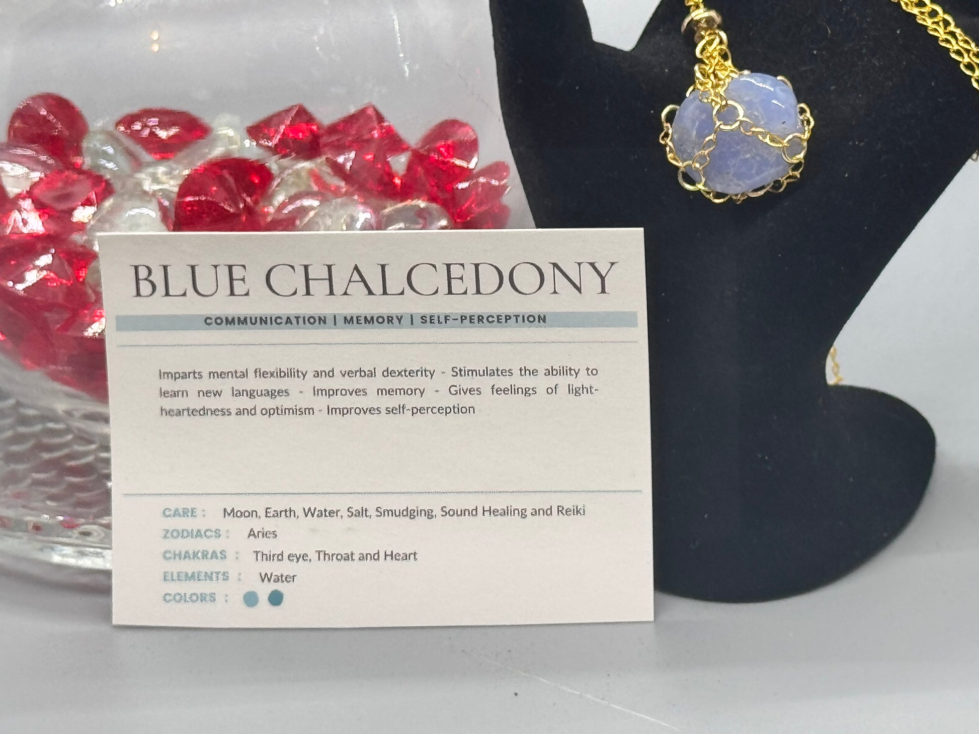 Authentic Blue Chalcedony Necklace – Handcrafted Jewelry # 423