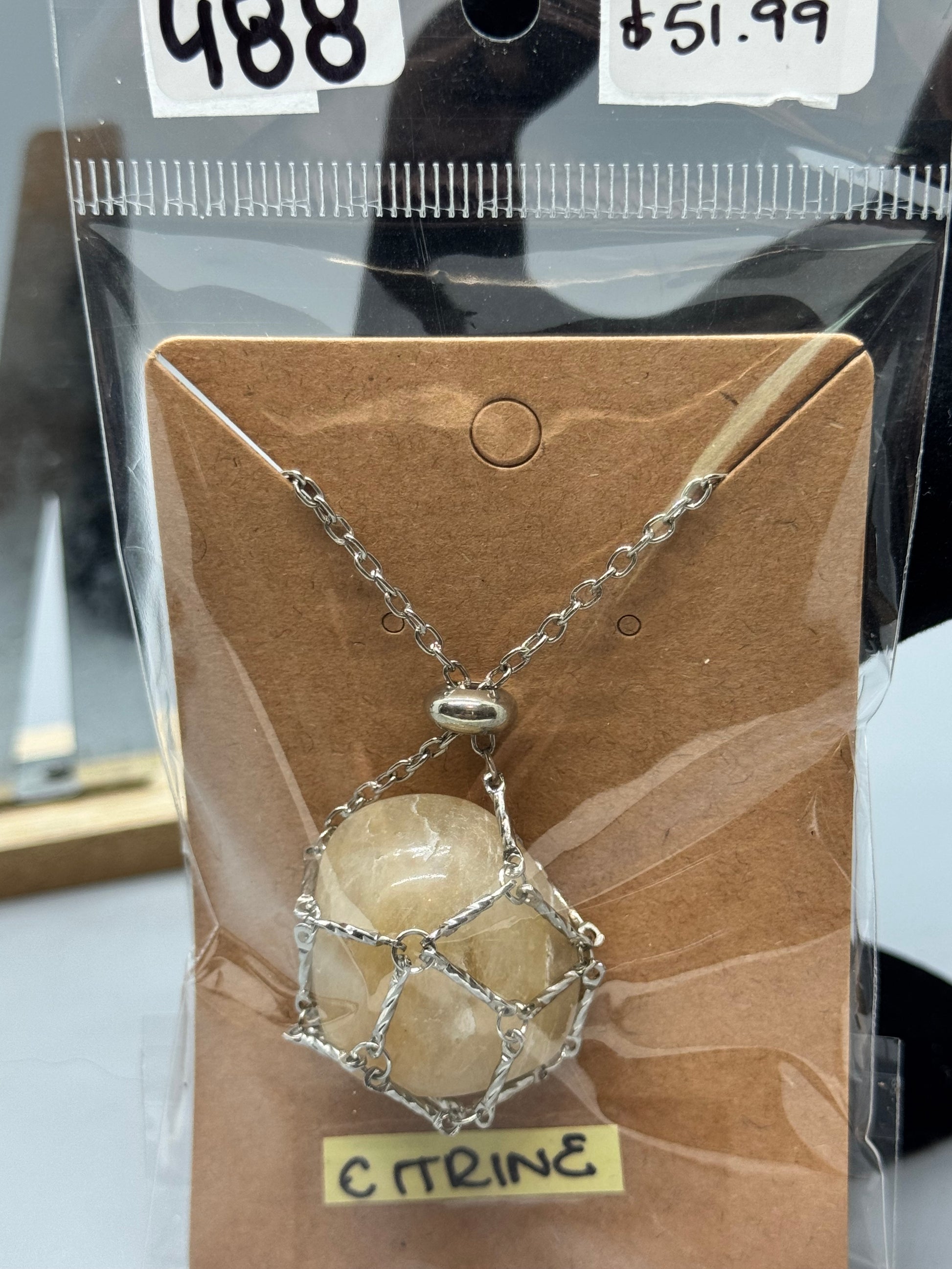 Citrine Necklace on 30" Sterling Silver Chain # 488