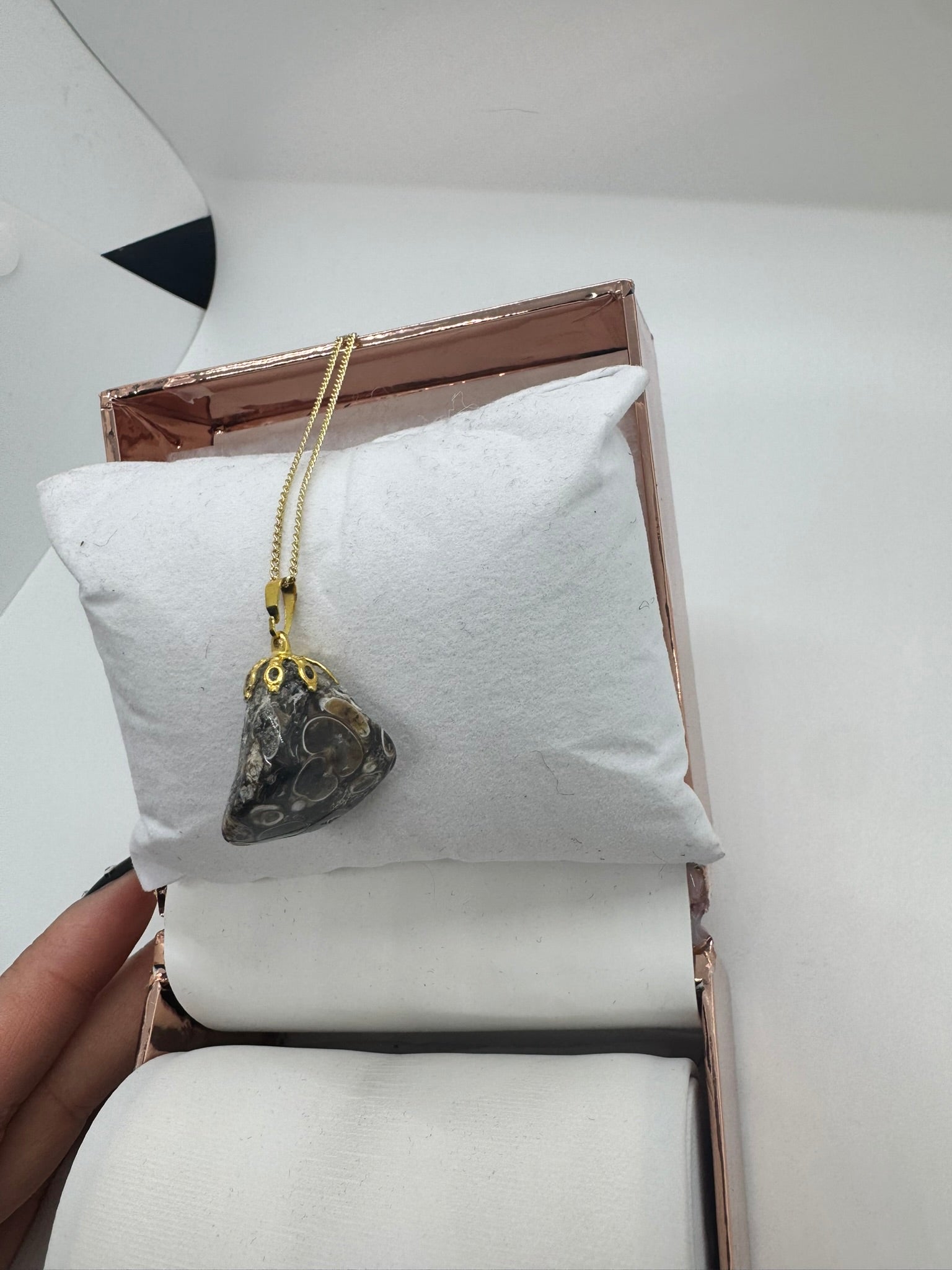Authentic Turritella Agate Necklace – Handcrafted Jewelry # 425