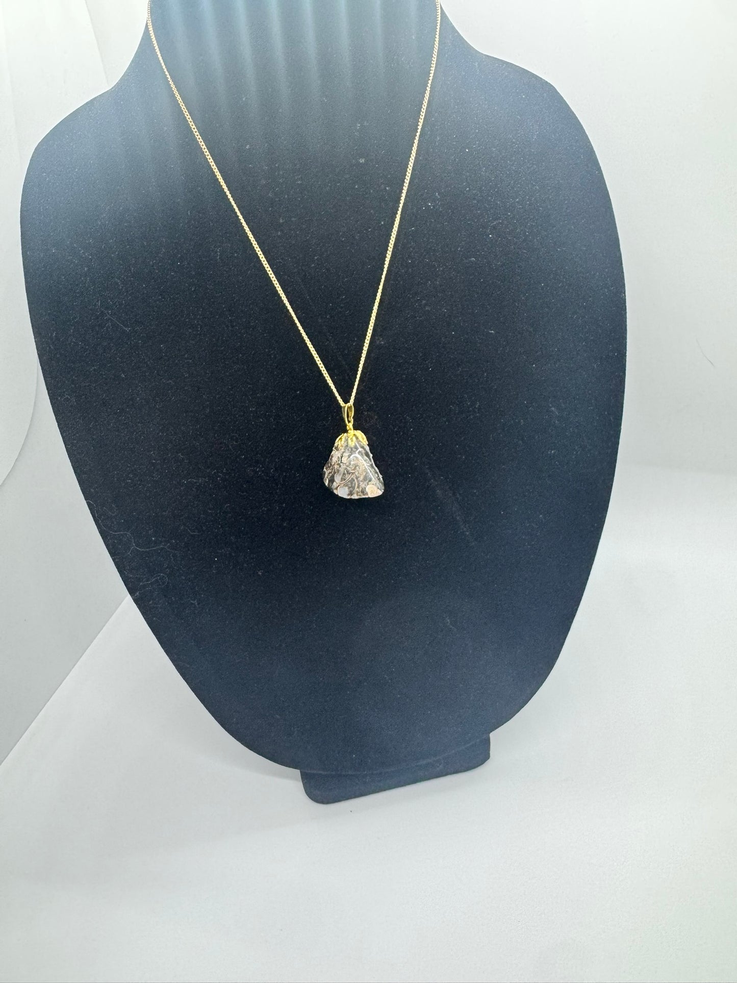 Authentic Turritella Agate Necklace – Handcrafted Jewelry # 425