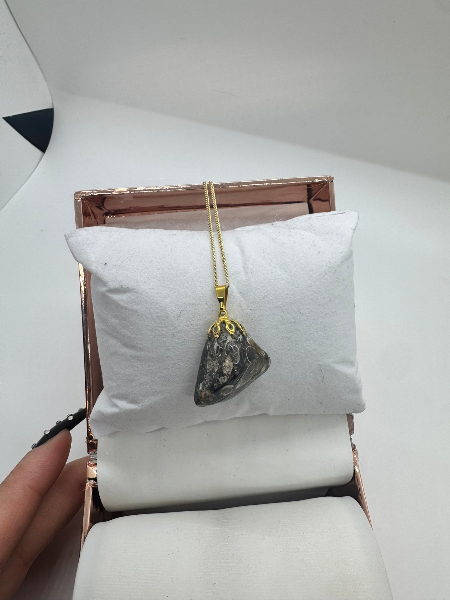 Authentic Turritella Agate Necklace – Handcrafted Jewelry # 425
