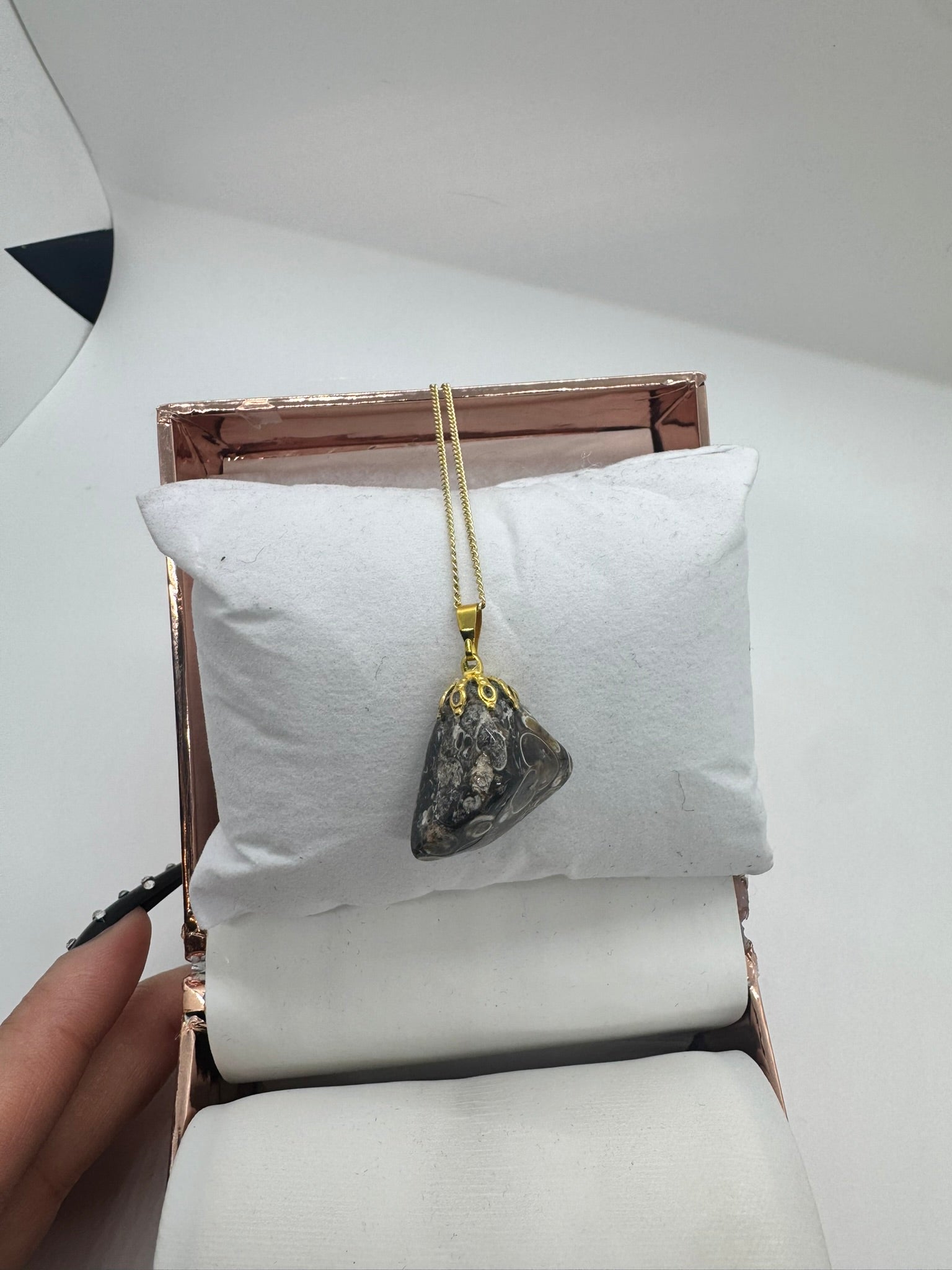 Authentic Turritella Agate Necklace – Handcrafted Jewelry # 425